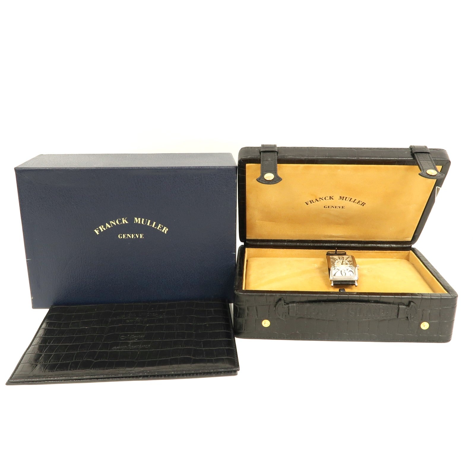 FRANCK MULLER Long Island皮革/18K白金手錶自動機芯銀色