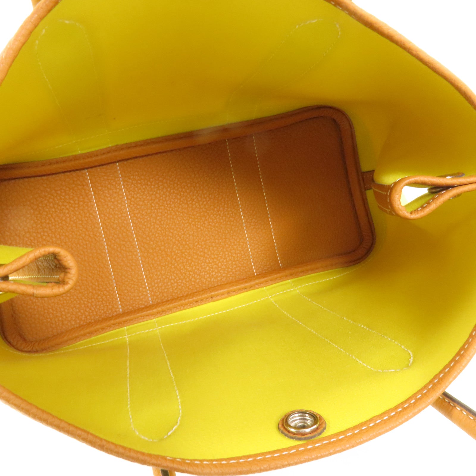 HERMES 帆布Garden Party TPM銀扣手挽袋Lime