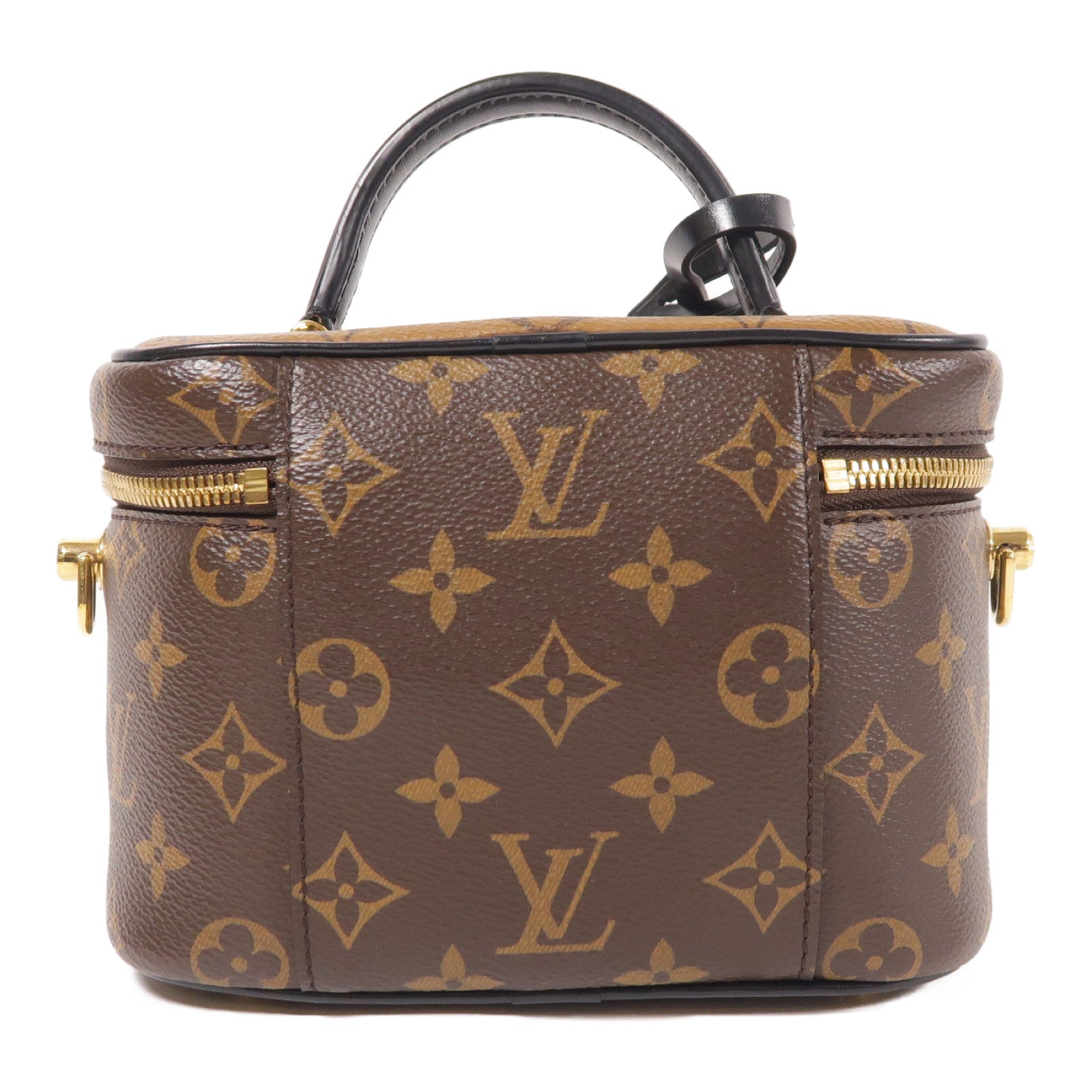 LOUIS VUITTON Monogram Reverse Vanity PM金扣手挽肩背兩用袋棕色
