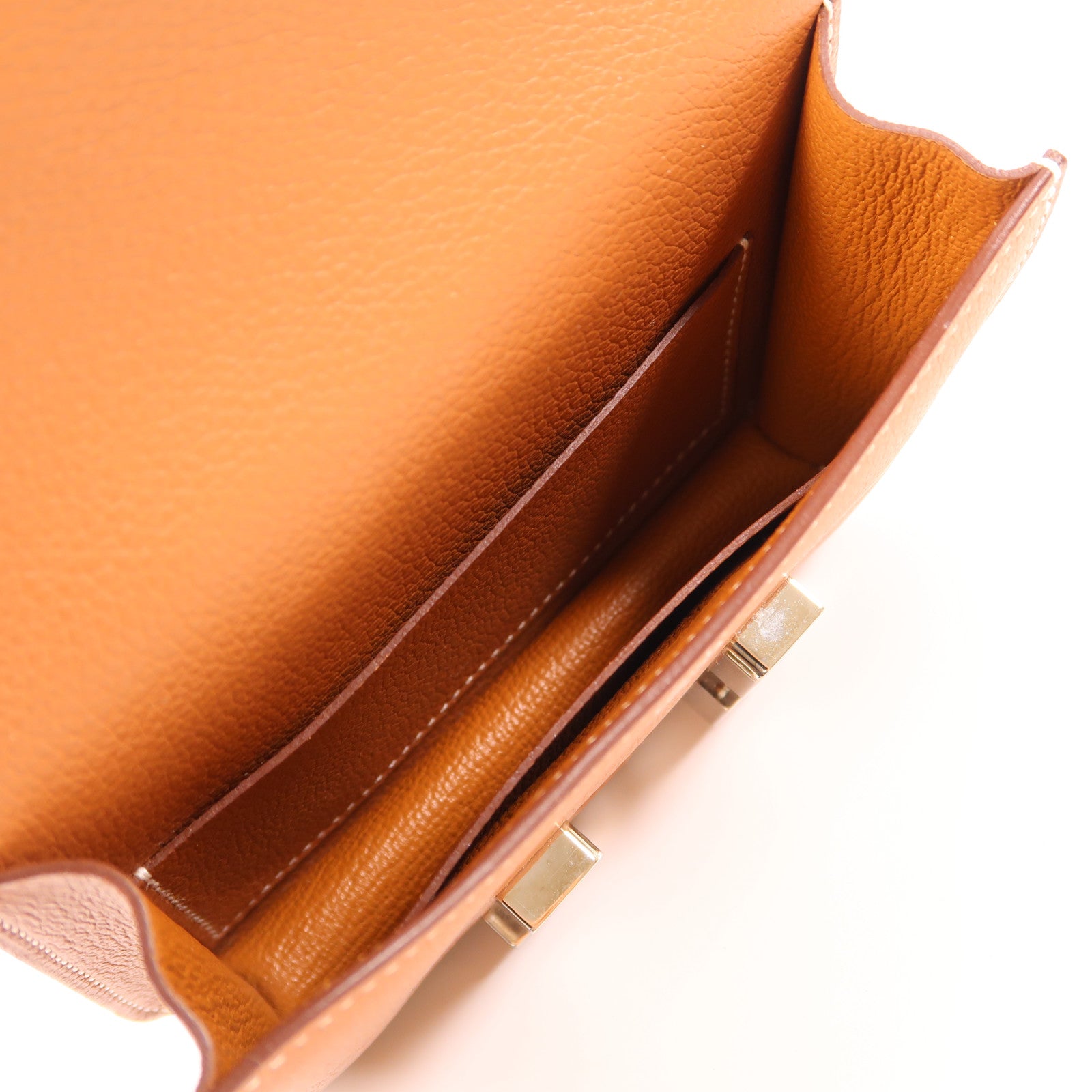 HERMES 【激減優惠】皮革Constance Slim銀扣手拿包
