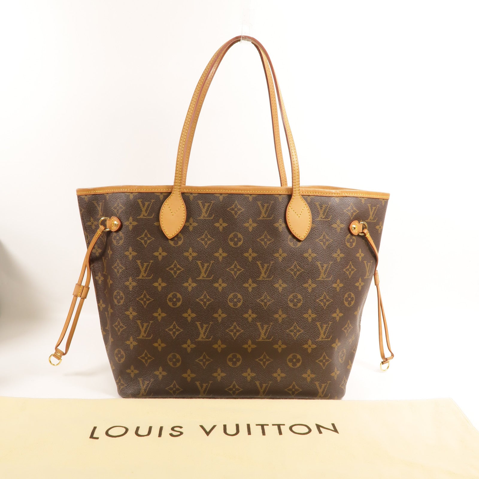 LOUIS VUITTON Monogram Neverfull MM金扣手挽袋