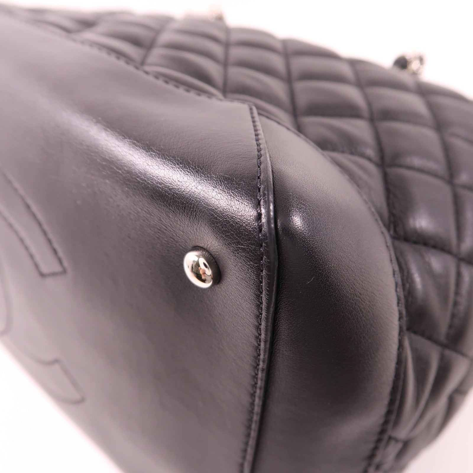 CHANEL 牛皮皮革2way Shoulder銀扣鏈帶手挽肩背兩用袋