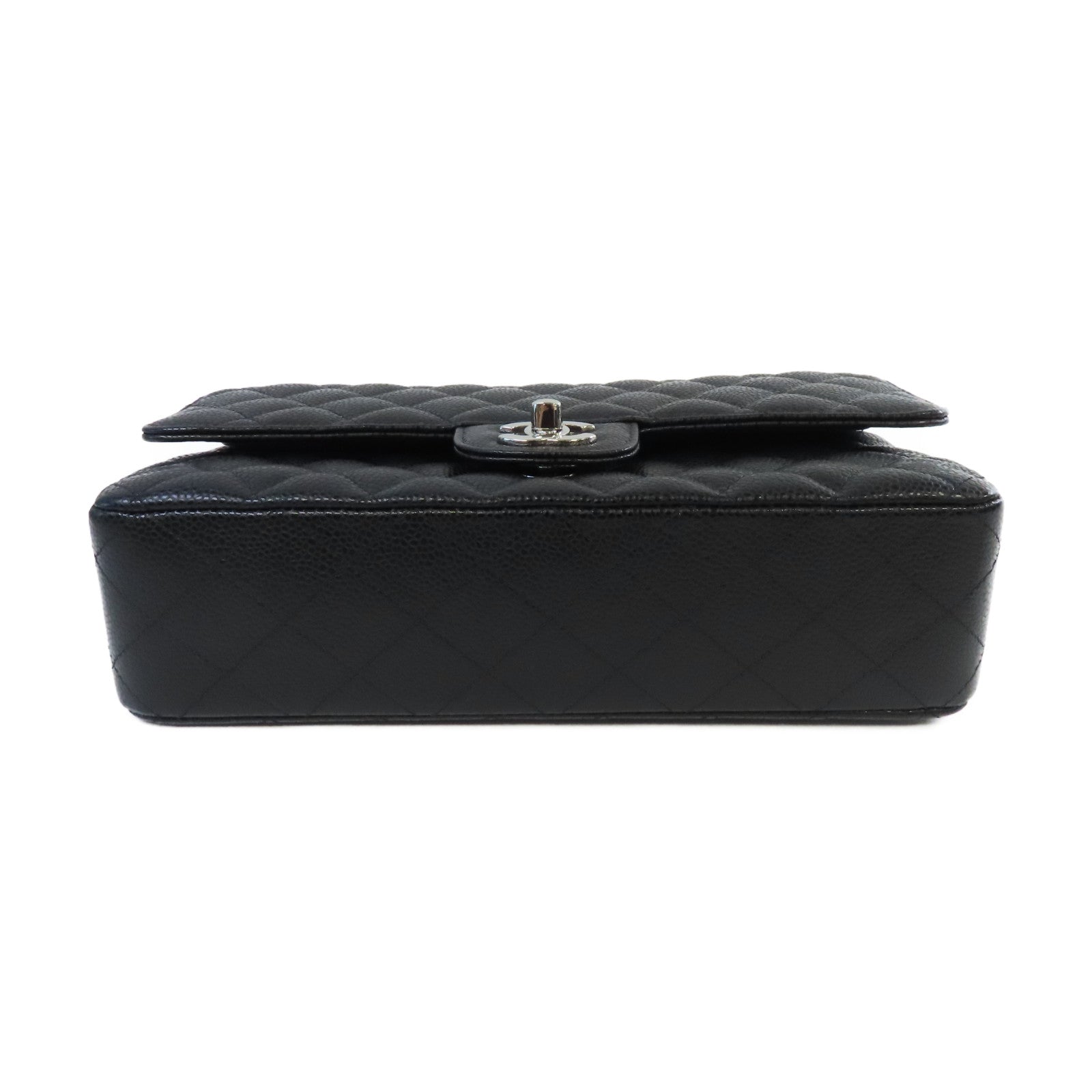 CHANEL 【激減優惠】菱格Caviar皮革Classic Flap 25cm Chain Shoulder Bag銀扣鏈帶肩背袋黑色