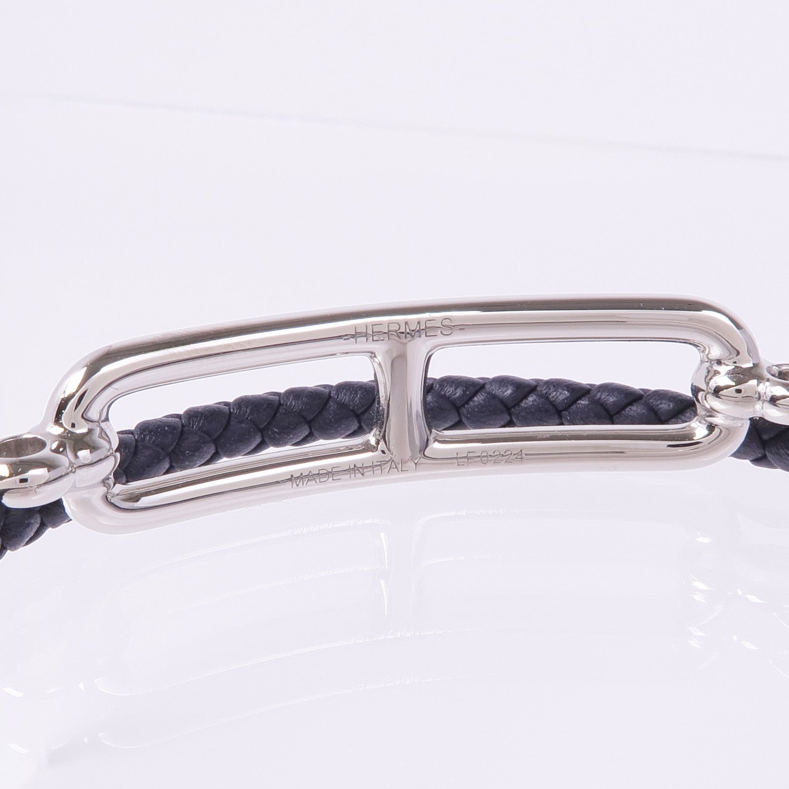 HERMES Swift皮革Roulis Double Tour Bracelet銀扣手帶Noir