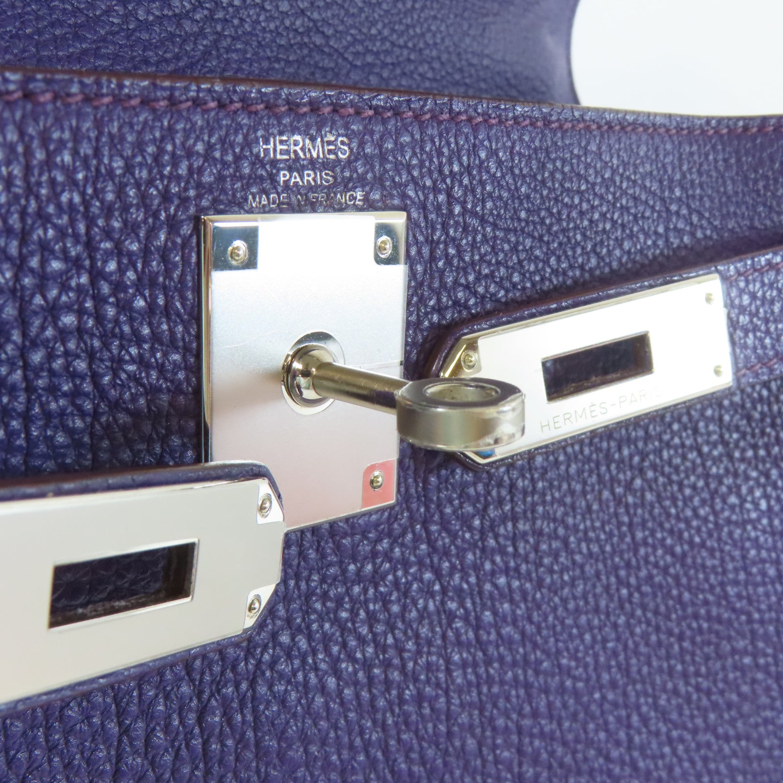 HERMES 【激減優惠】Togo皮革Kelly 28銀扣手挽肩背兩用袋紫外線色