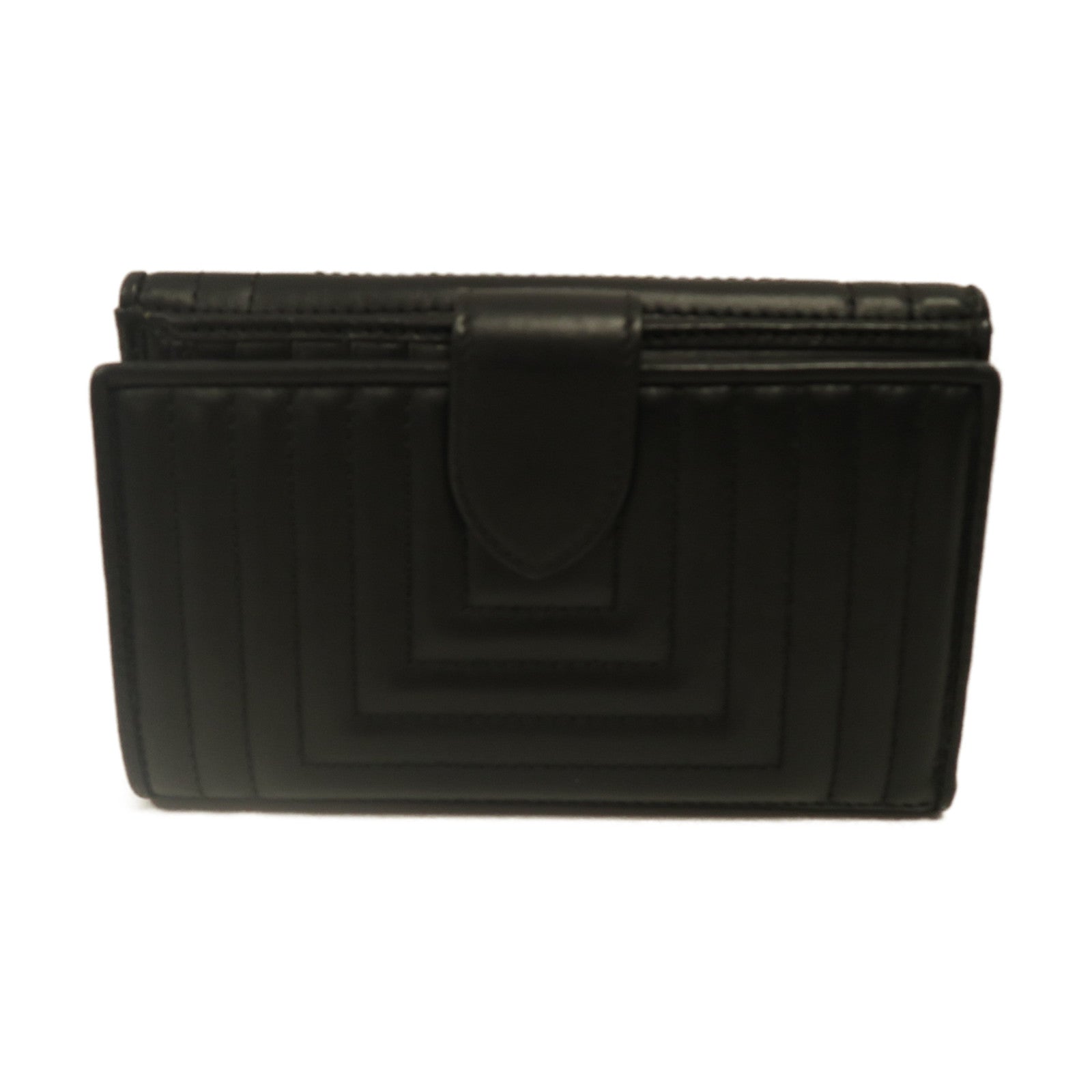 FENDI 【激減優惠】牛皮皮革Wallet銀扣長錢包黑色