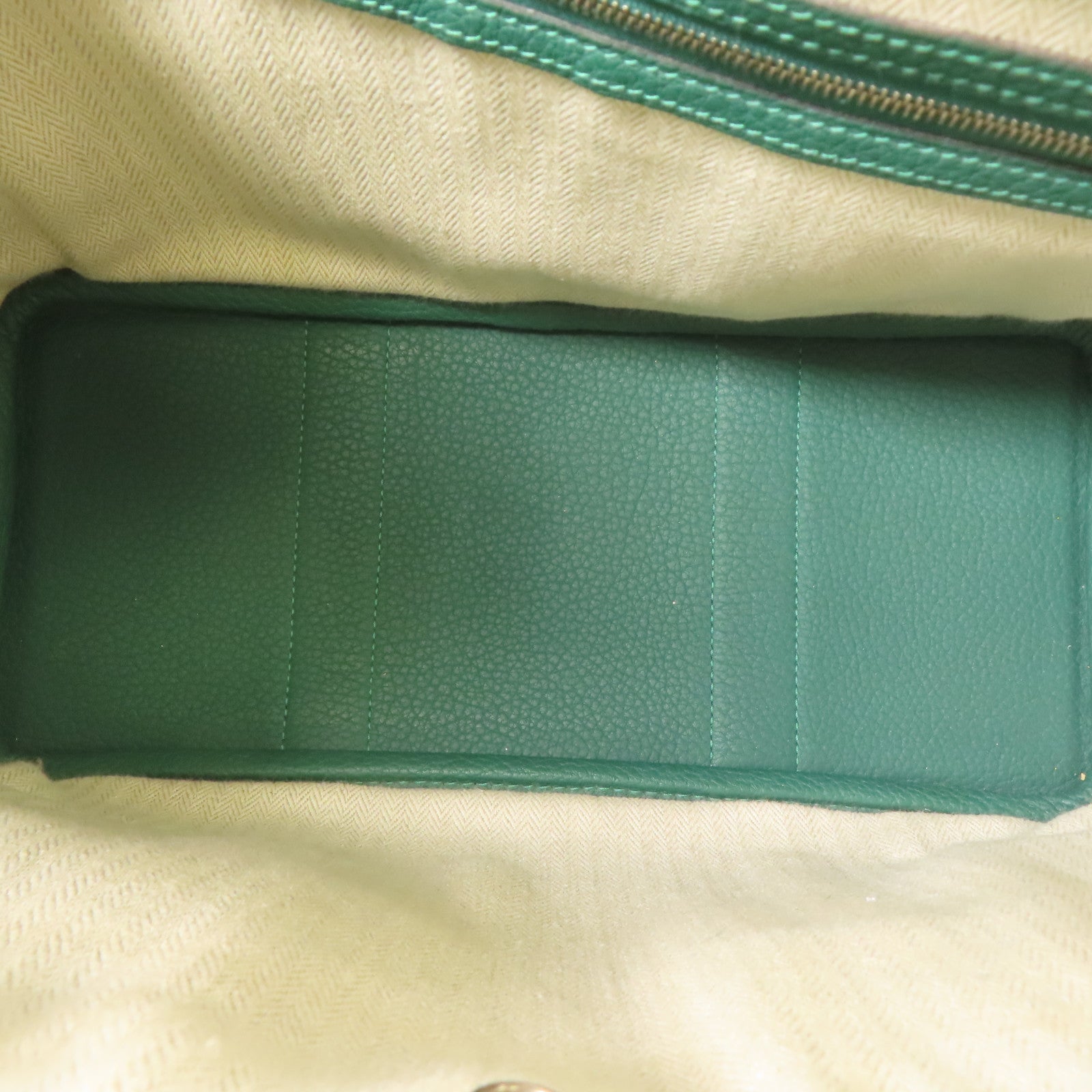 HERMES Negonda皮革Garden Party TPM銀扣手挽袋綠色