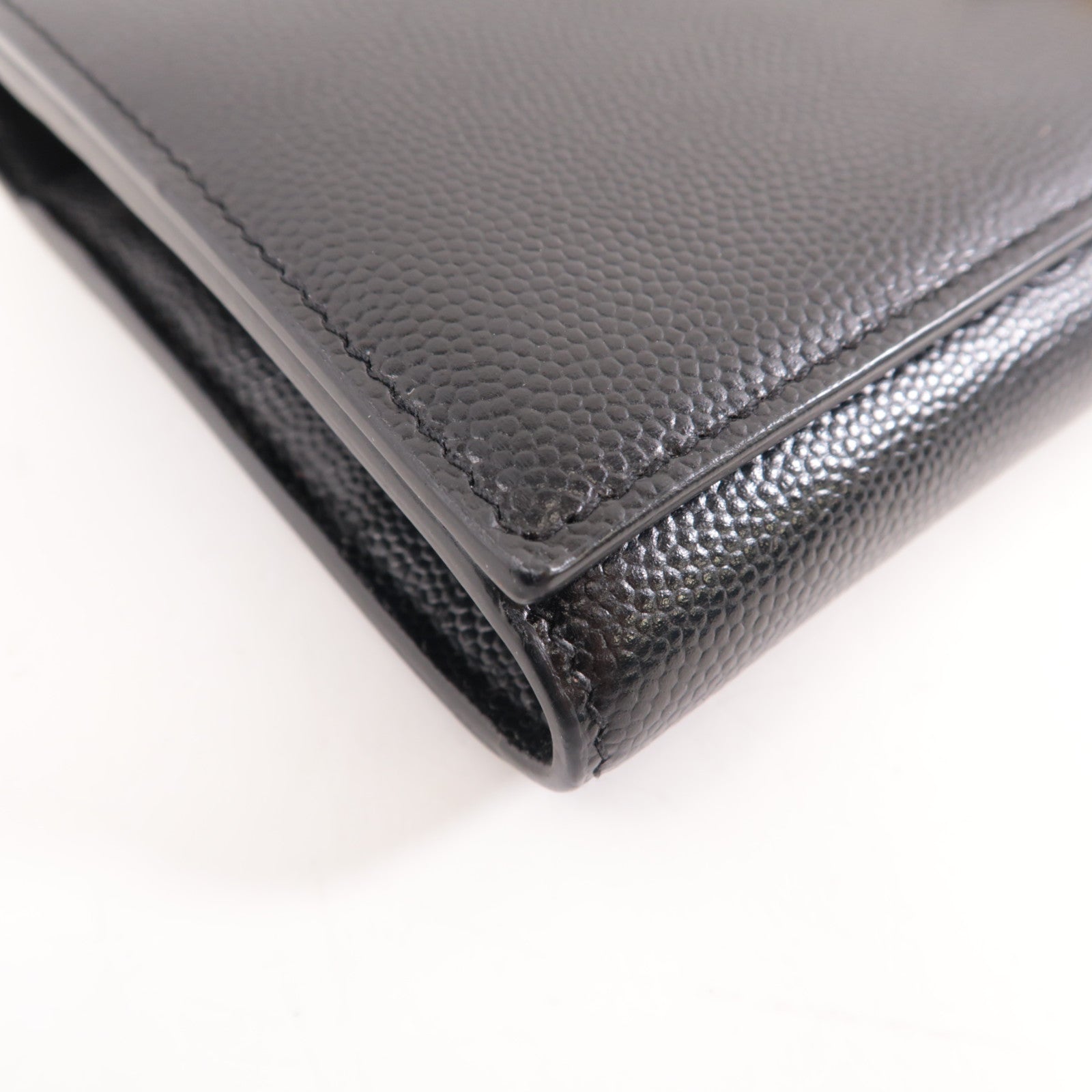 SAINT LAURENT 牛皮皮革Long Wallet金扣長錢包黑色
