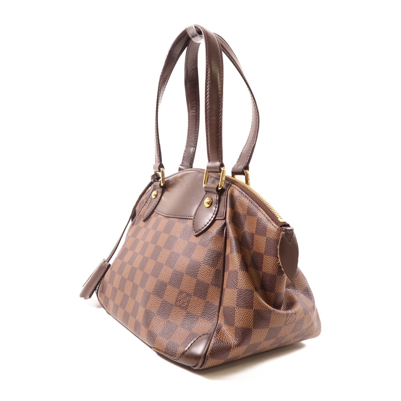LOUIS VUITTON Damier Verona PM金扣肩背袋棕色