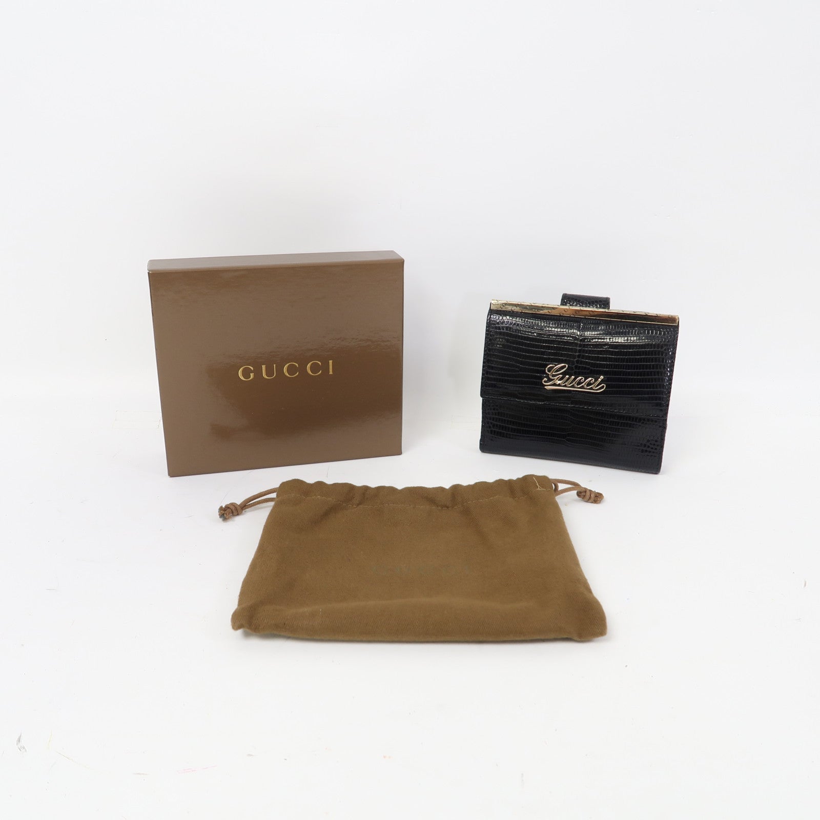 GUCCI 牛皮皮革Wallet金扣錢包黑色