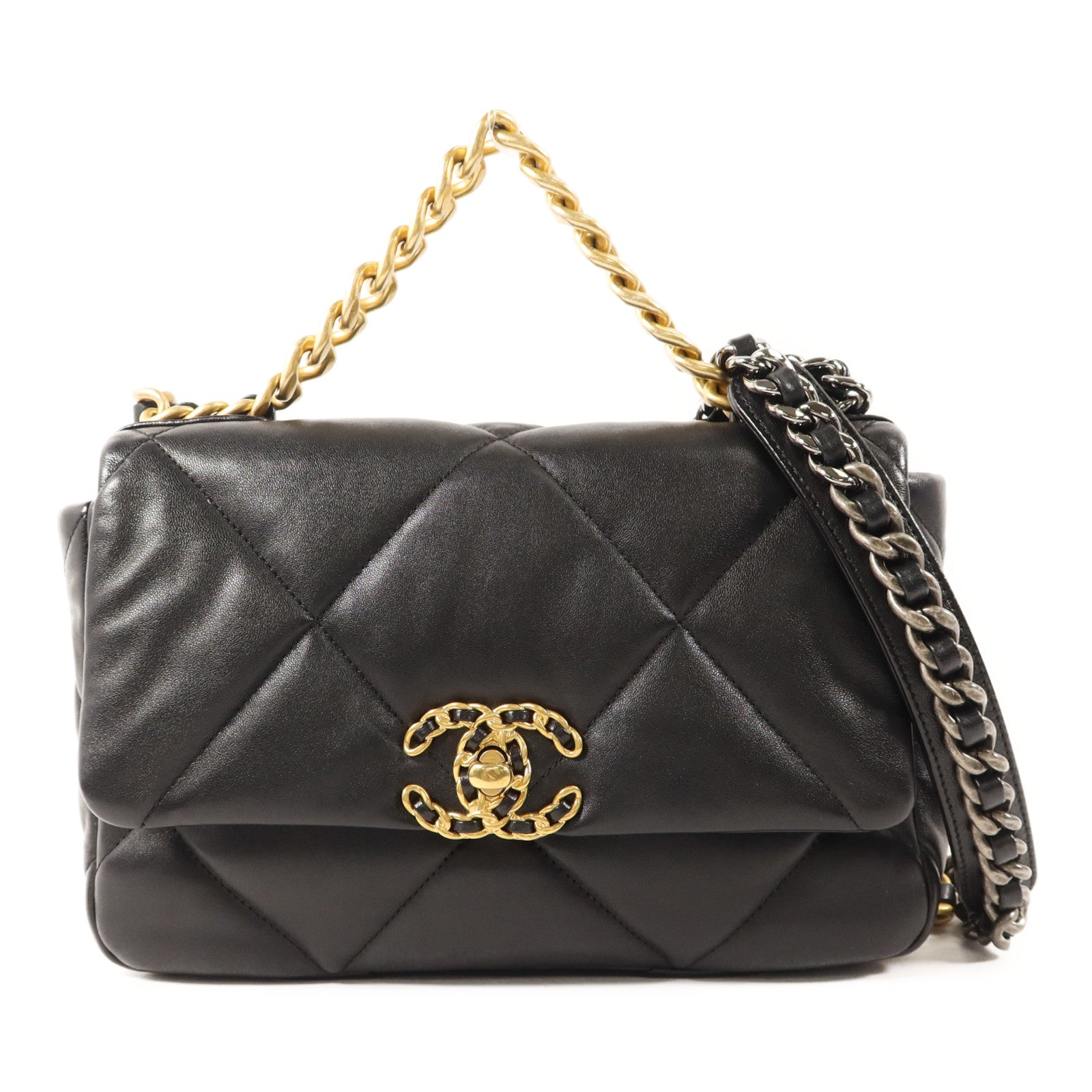 CHANEL 羊皮皮革Chanel 19 Small金扣手挽肩背兩用袋