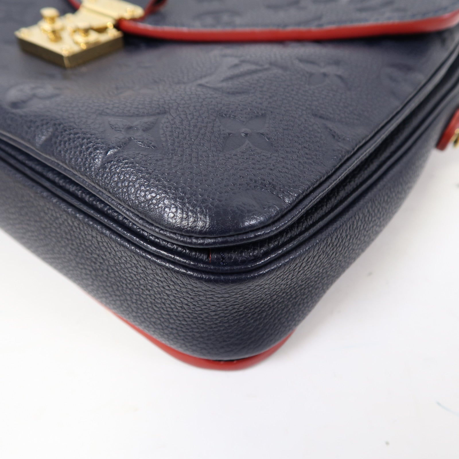 LOUIS VUITTON Monogram Empreinte Metis MM金扣手挽肩背兩用袋深藍色