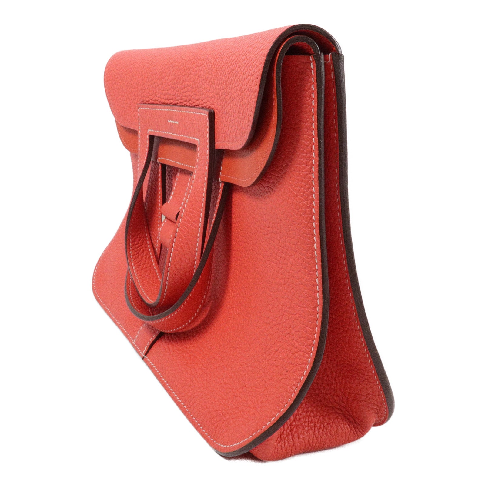 HERMES Clemence皮革Halzan 31手挽肩背兩用袋Rose Jaipur/Capucine