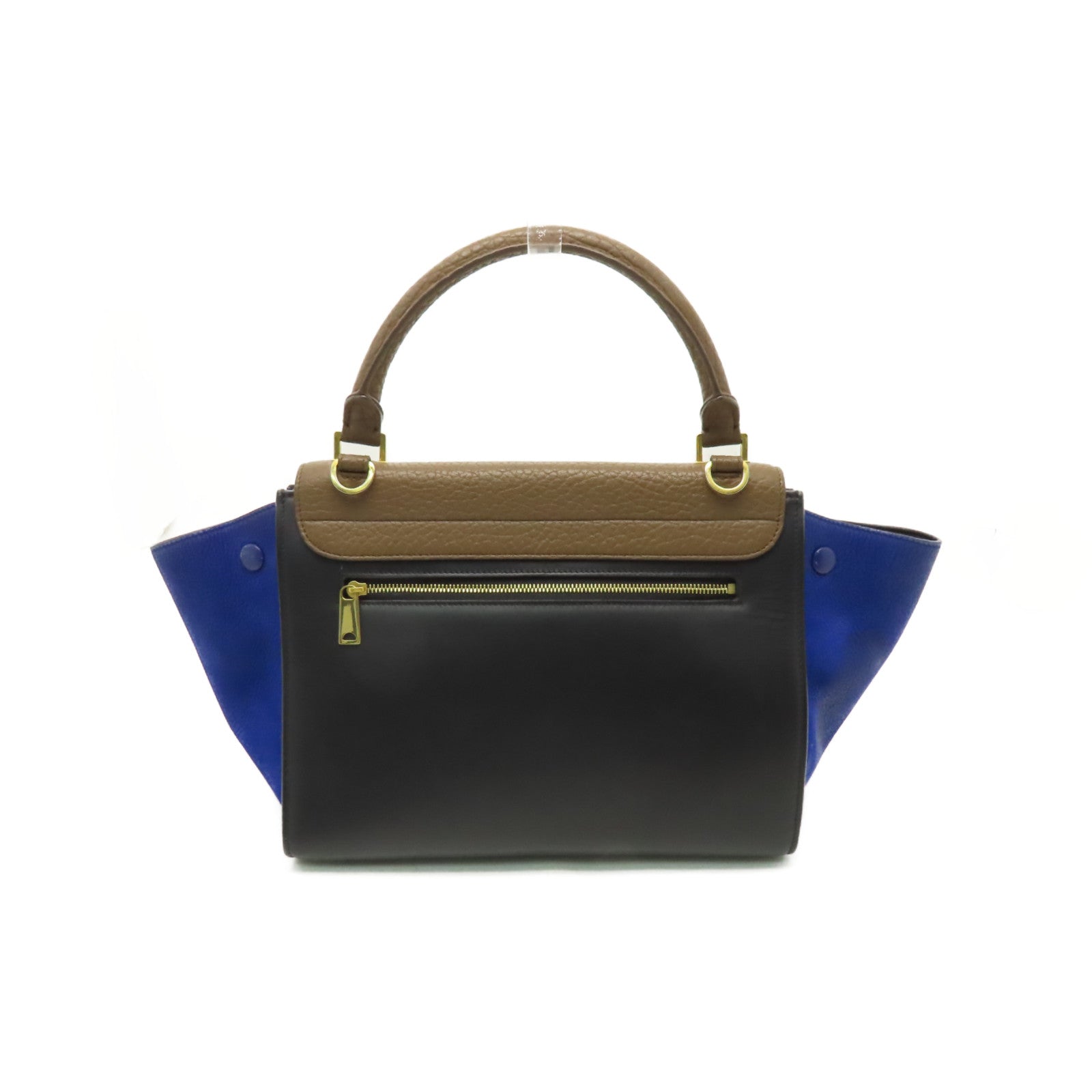 CELINE 【清倉大減價】牛皮皮革Trapeze金扣手挽肩背兩用袋棕色/黒色
