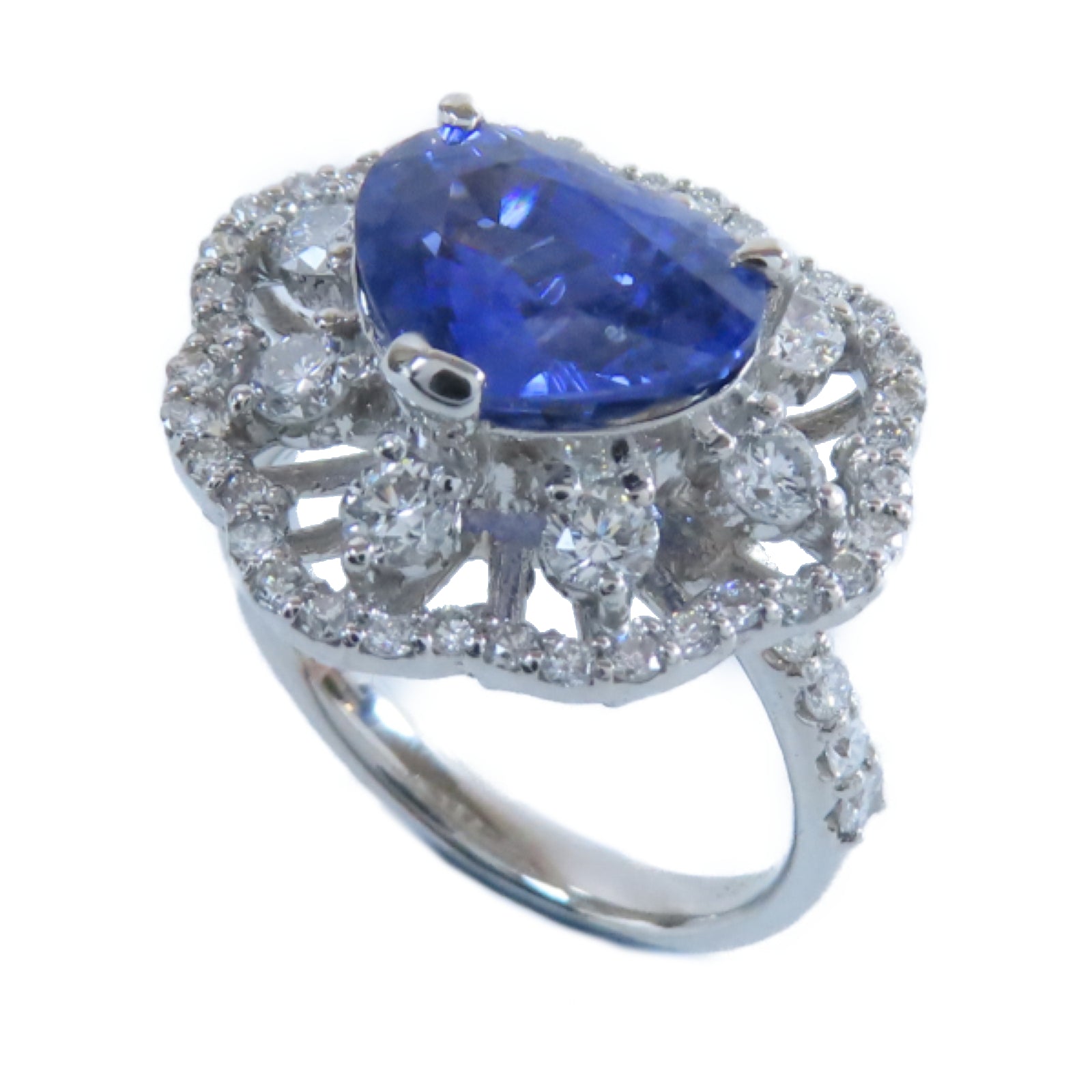 JEWELRY 【激減優惠】PT950鉑金Ring3.63ct藍寶石/1.00ct鑽石戒指US#6.25
