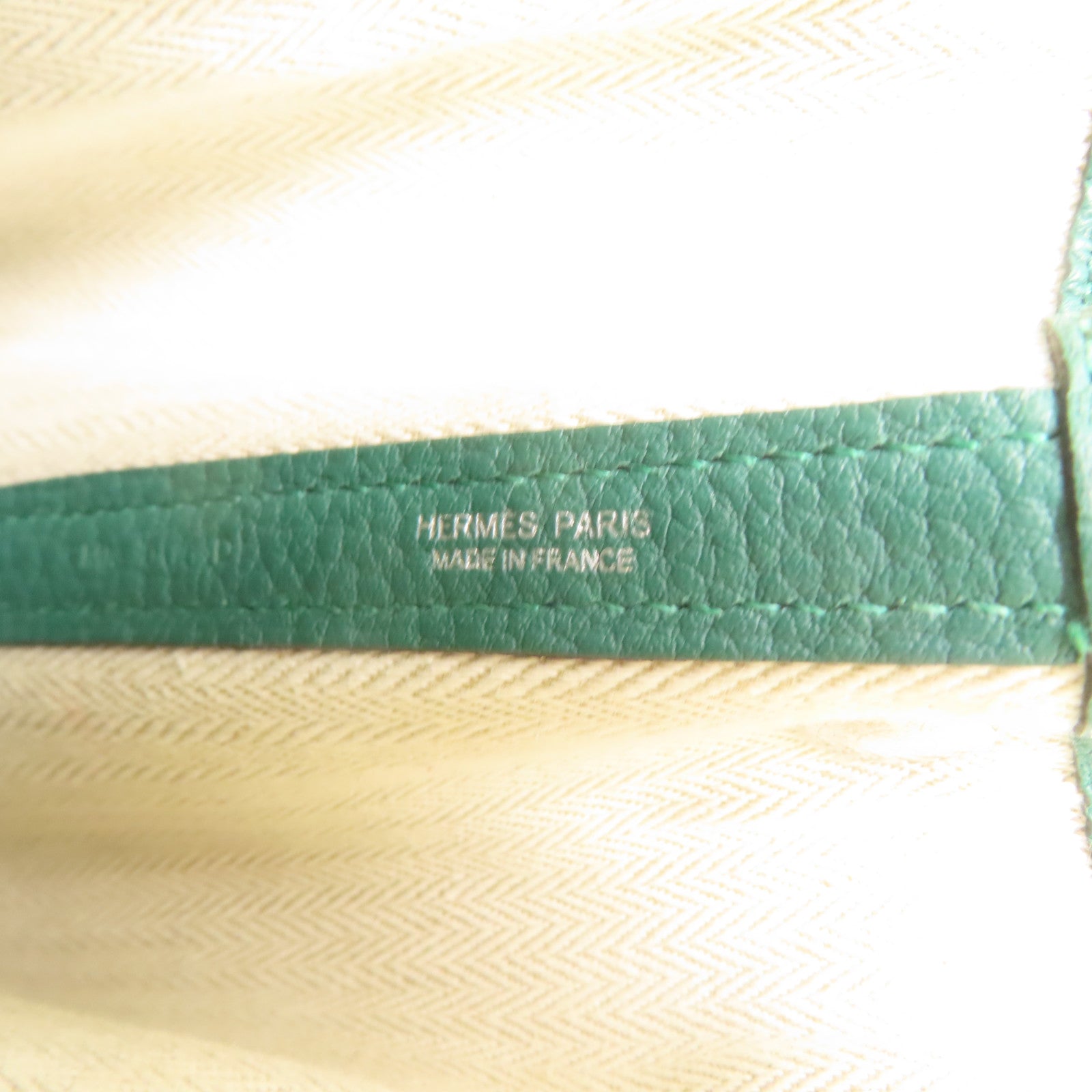HERMES Negonda皮革Garden Party TPM銀扣手挽袋綠色