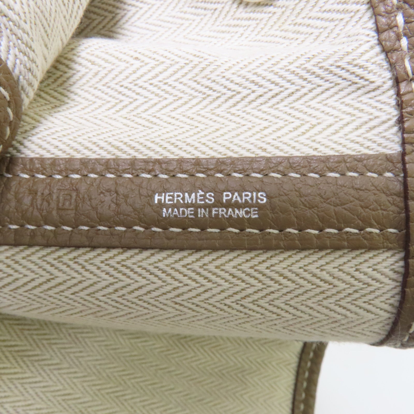 HERMES Negonda皮革GardenParty PM銀扣手挽袋Etoupe/灰色