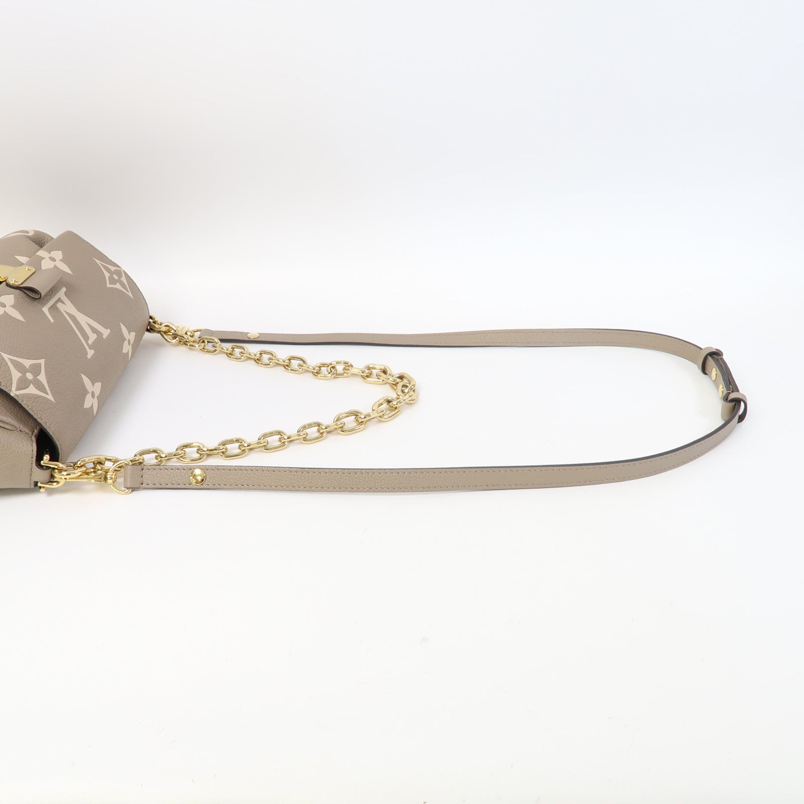 LOUIS VUITTON Monogram Empreinte Favorite金扣鏈帶肩背袋灰色