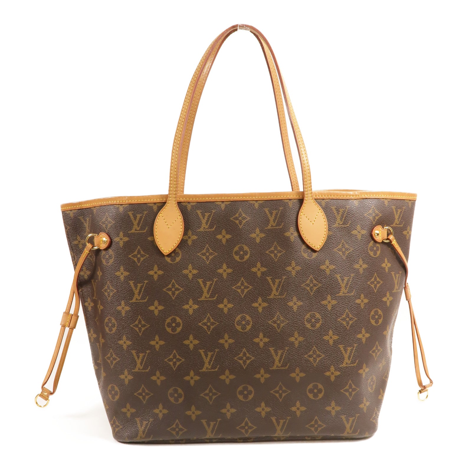 LOUIS VUITTON Monogram Neverfull MM金扣手挽袋