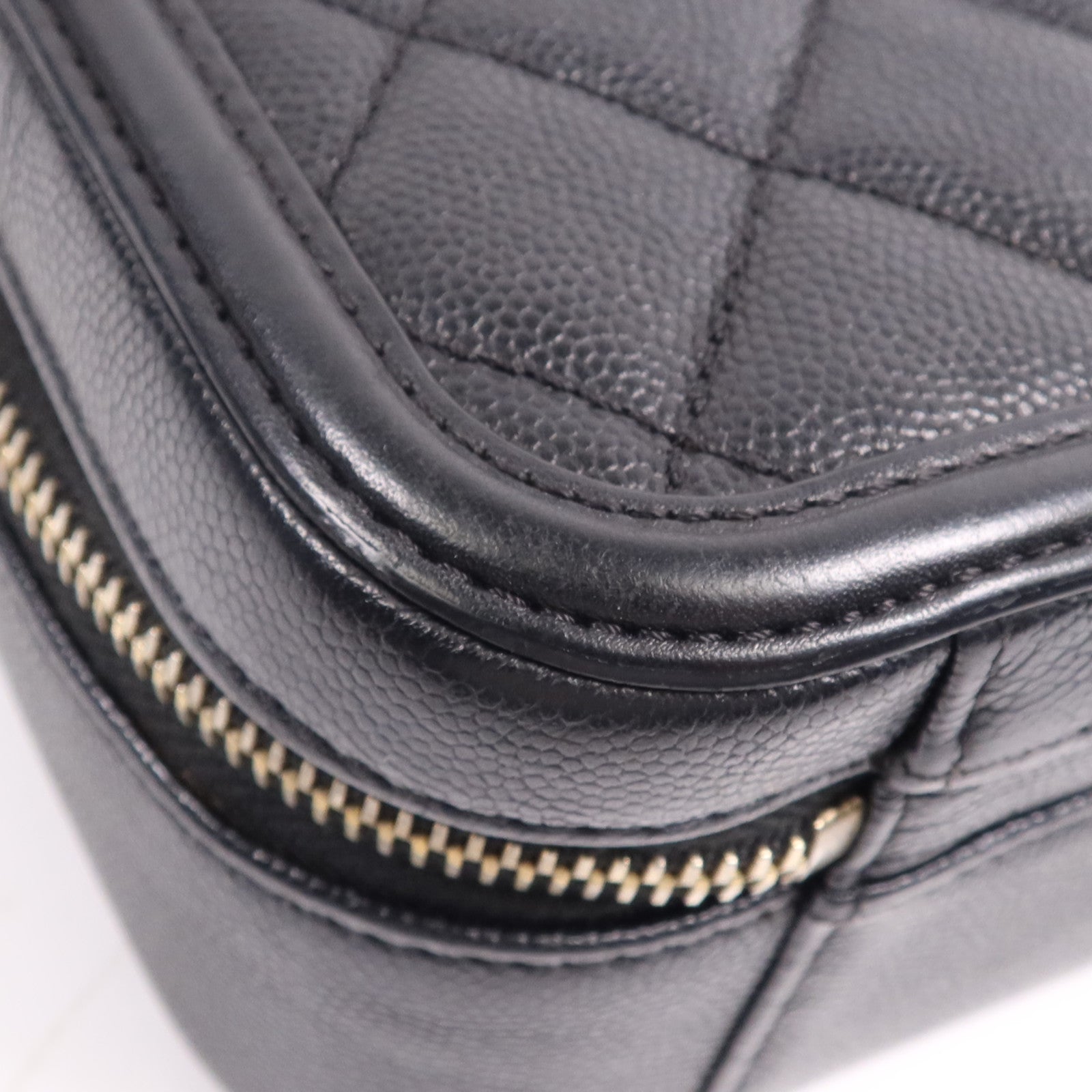 CHANEL 牛皮皮革Filigree Vanity Case金扣鏈帶手挽肩背兩用袋