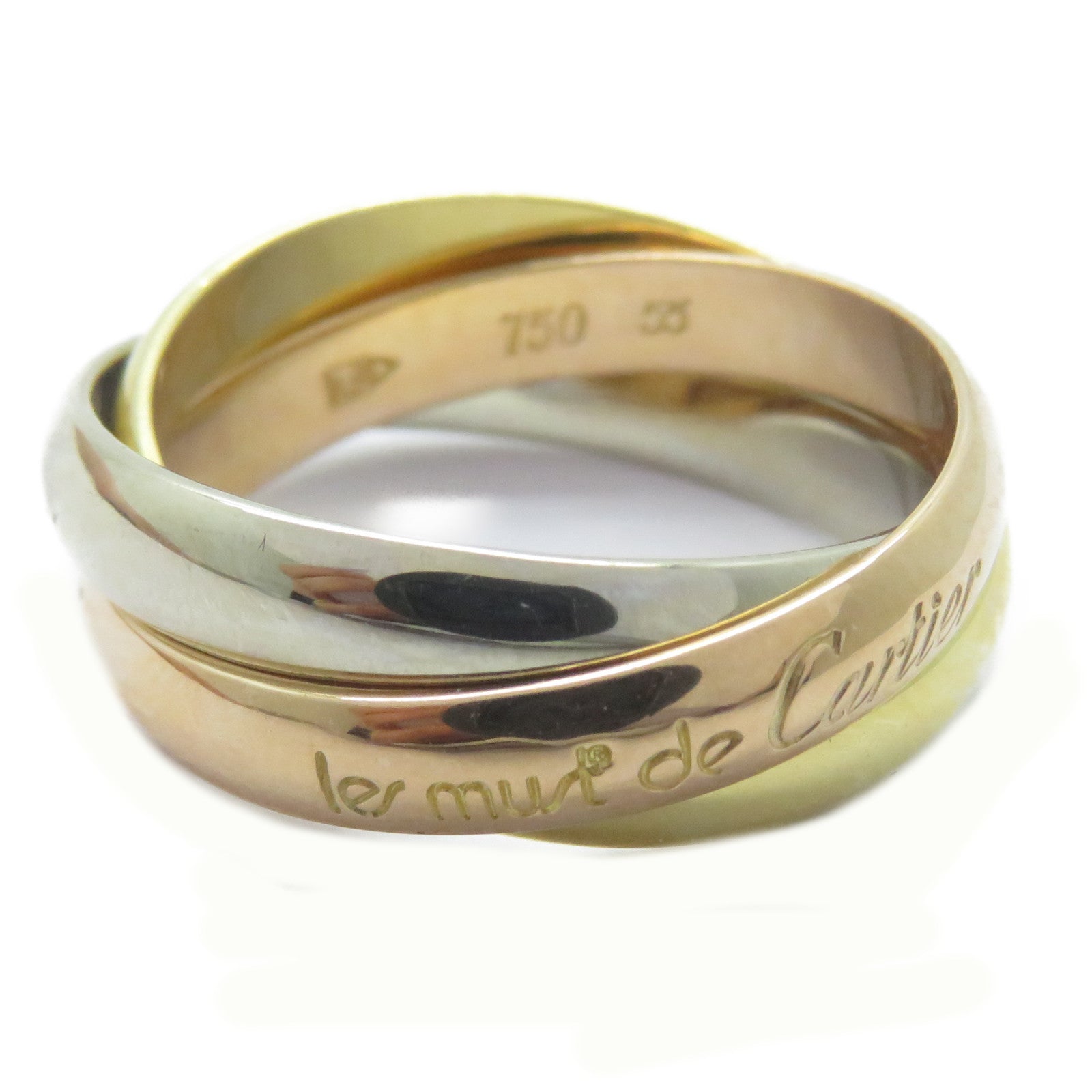 CARTIER 18K黃金/白金/玫瑰金Les Must De Trinity戒指Cartier#55/US#7.25