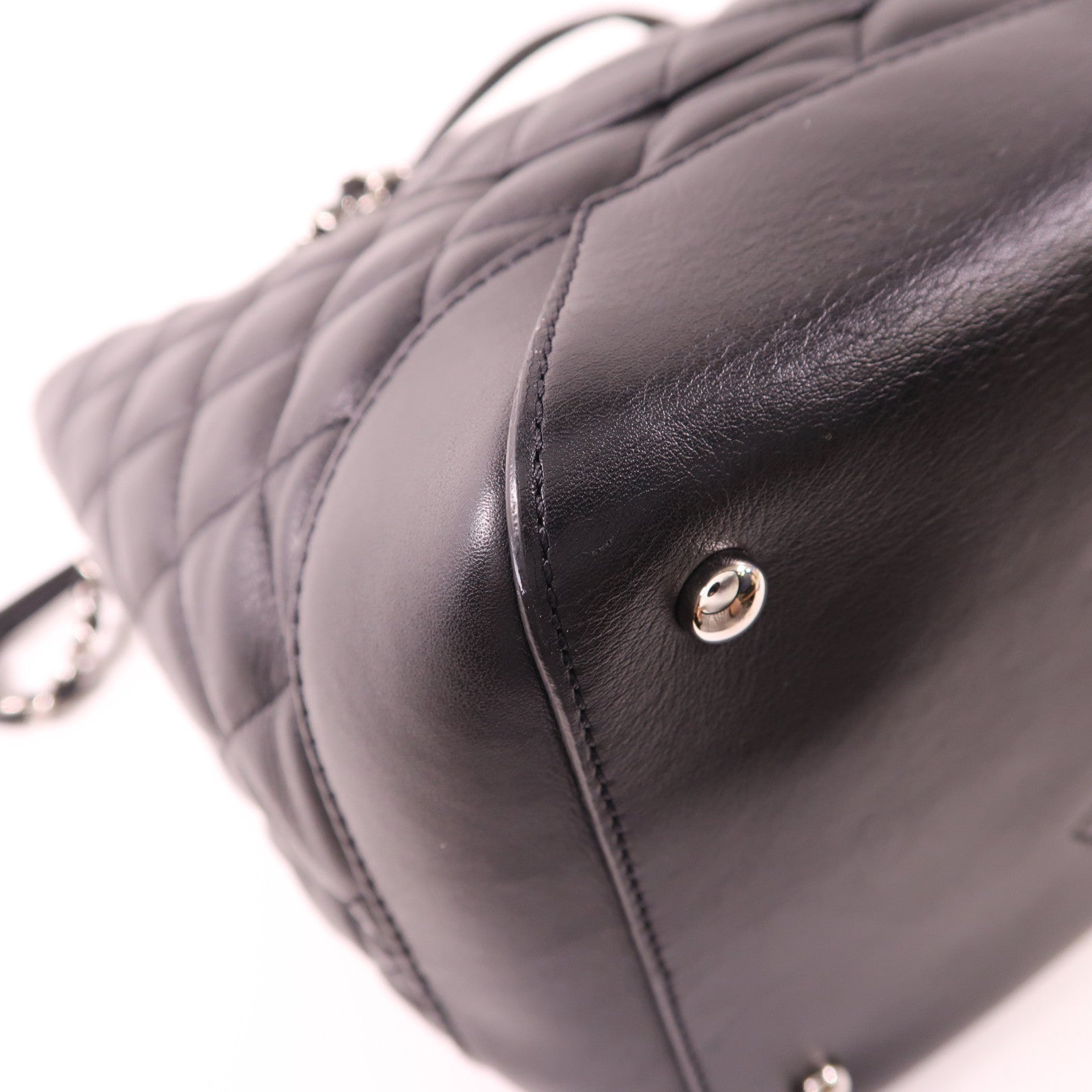 CHANEL 牛皮皮革2way Shoulder銀扣鏈帶手挽肩背兩用袋