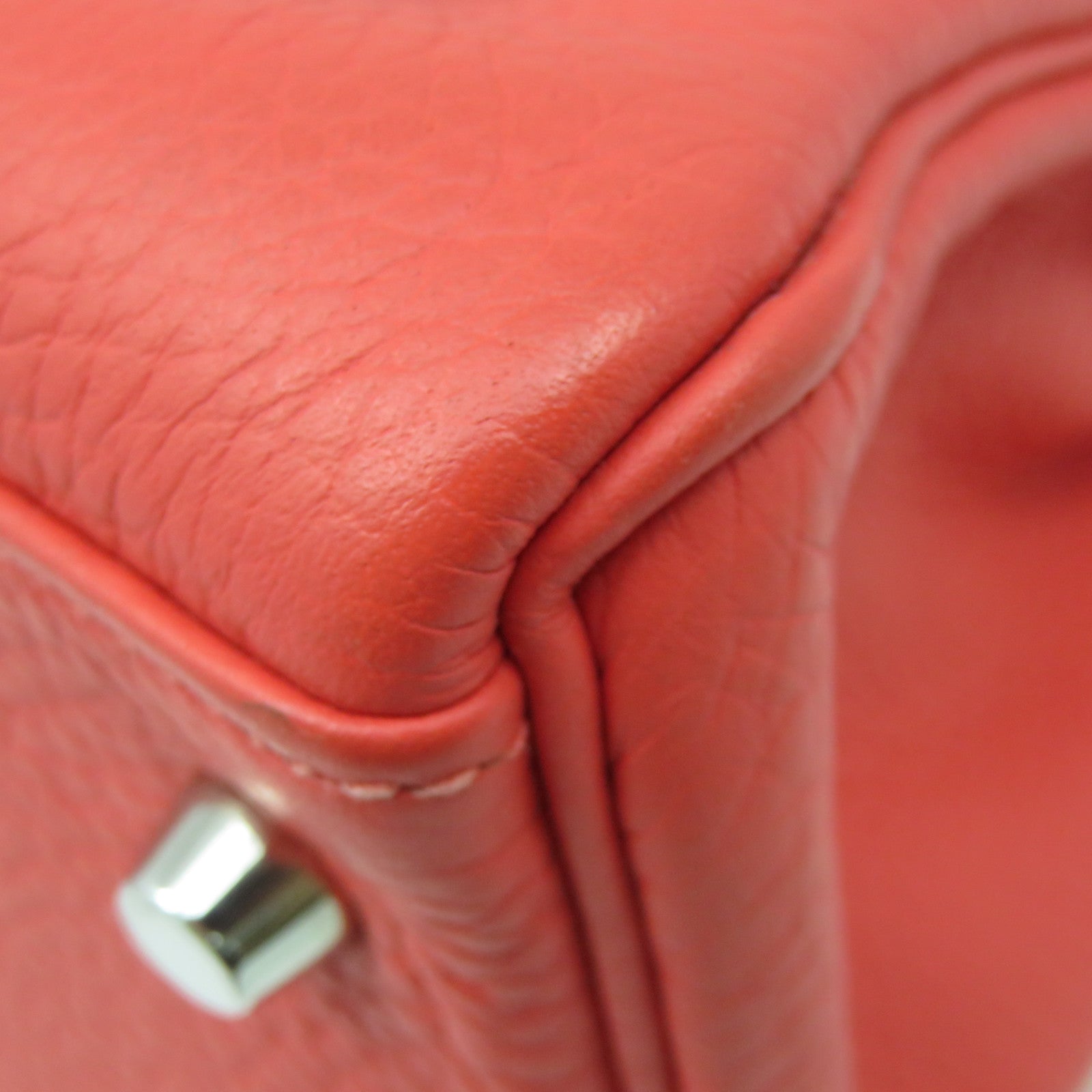 HERMES Clemence Leather Kelly 32 2Way Handbag Silver Buckle Handle Shoulder Backpack T5 Pink