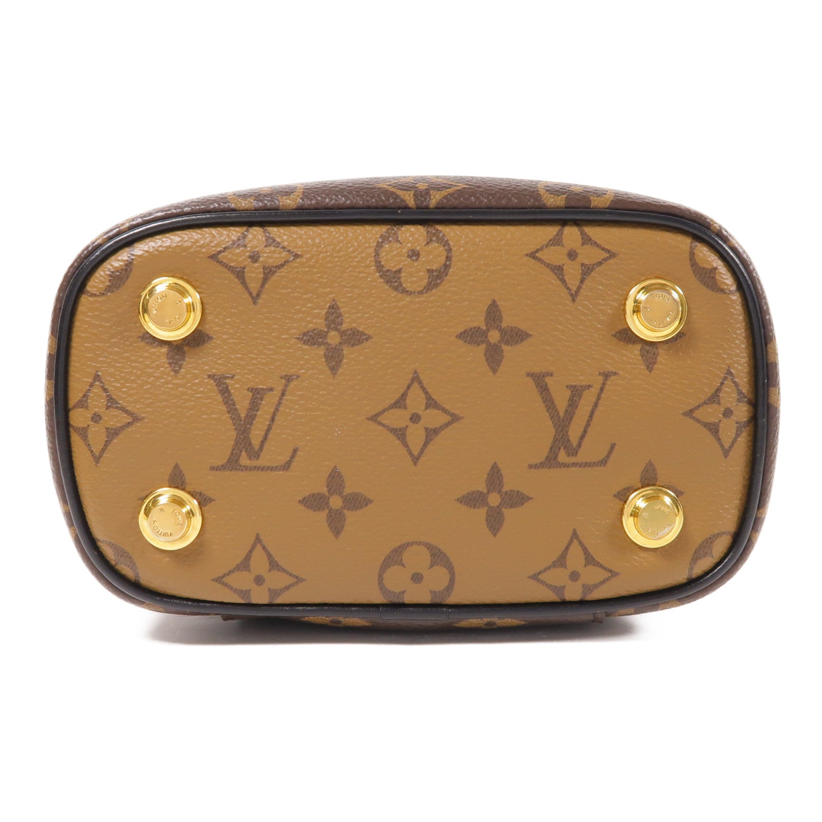 LOUIS VUITTON Monogram Reverse Vanity PM金扣手挽肩背兩用袋棕色