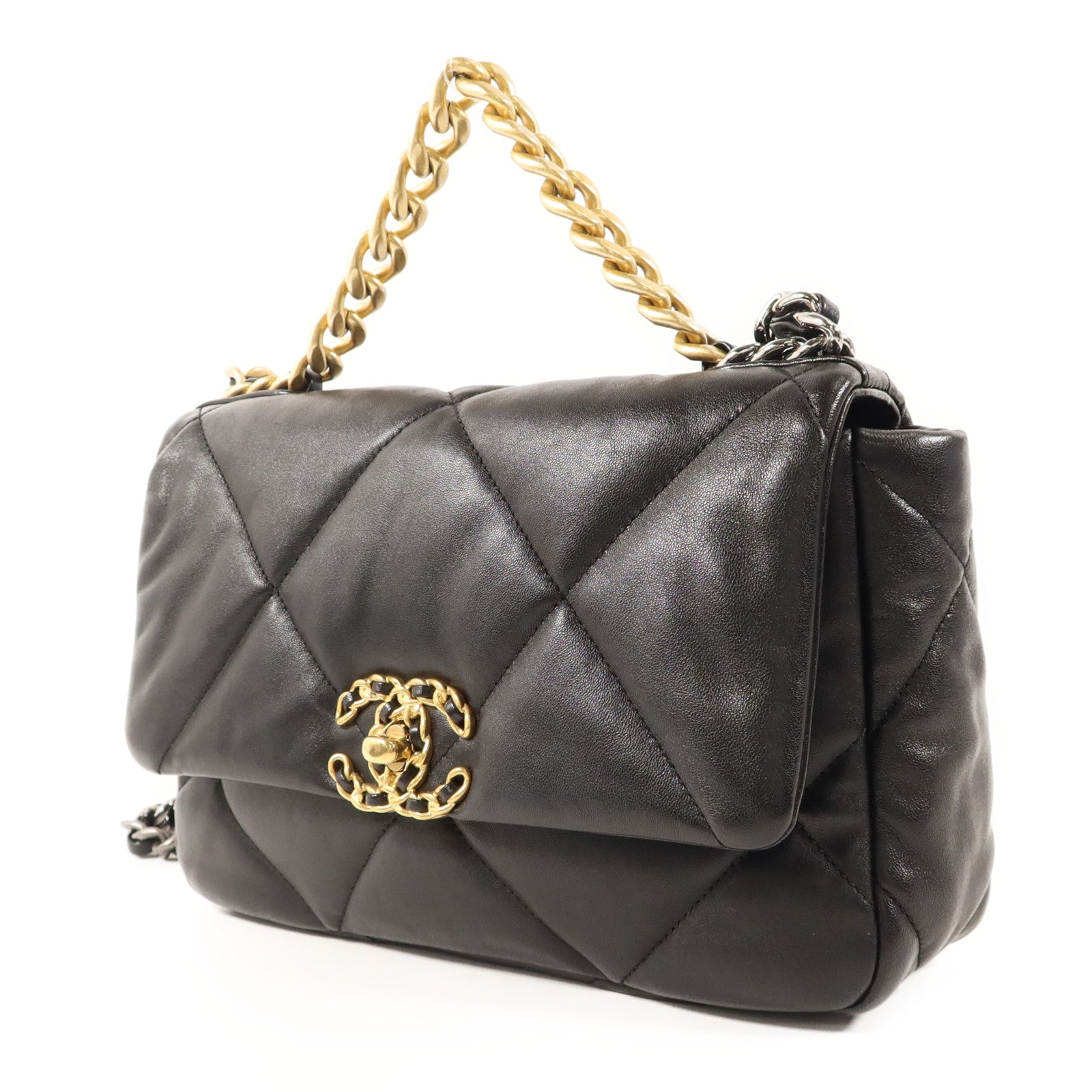 CHANEL 羊皮皮革Chanel 19 Small金扣手挽肩背兩用袋