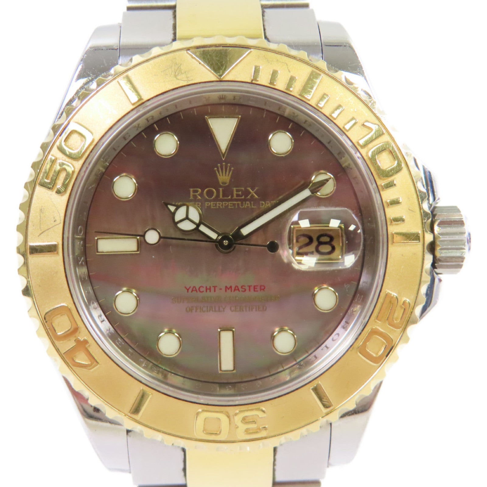 ROLEX Yacht Master Watch 18K黃金/不鏽鋼自動機芯手錶貝殼啡色