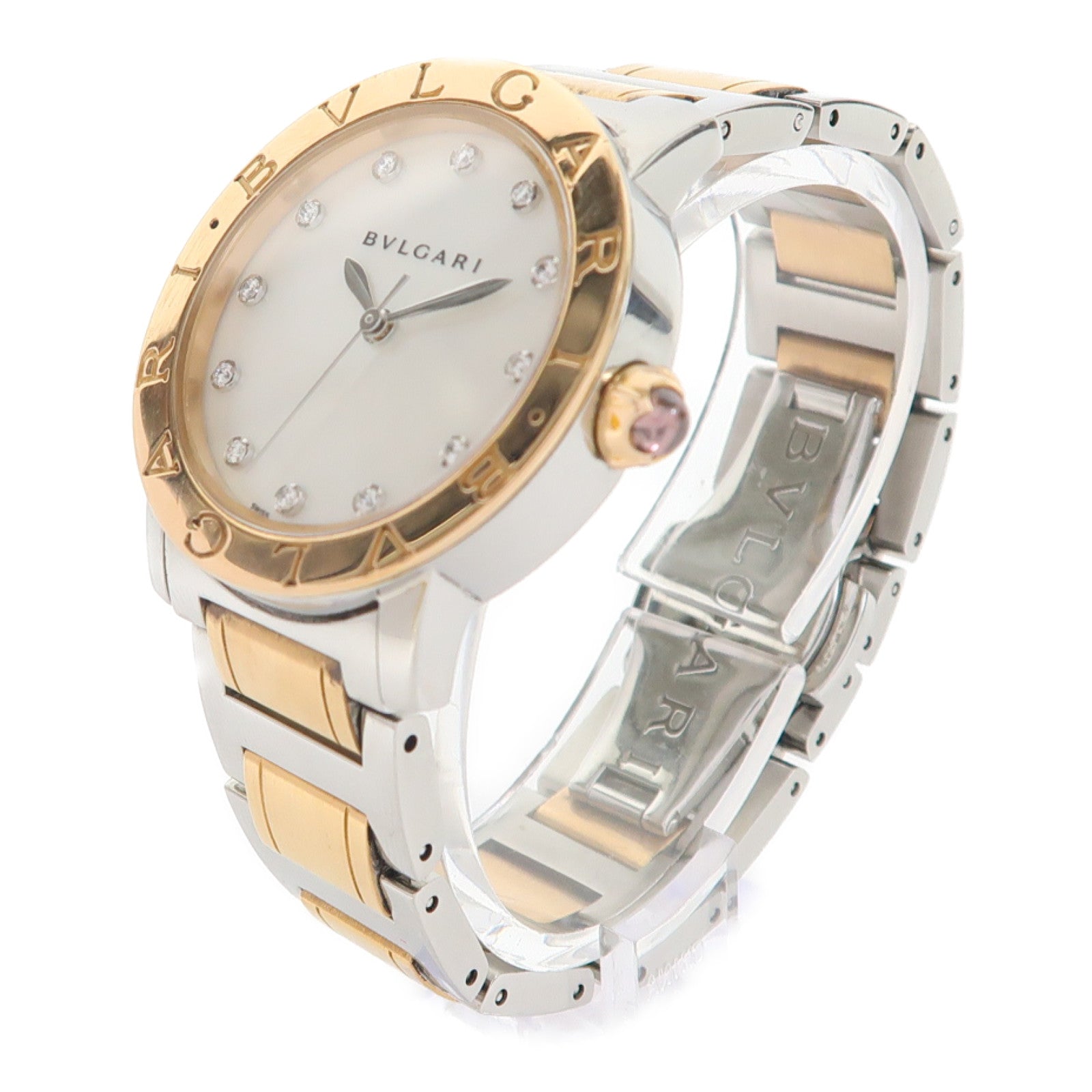 BVLGARI Bvlgari Bvlgari不鏽鋼/18K玫瑰金手錶自動機芯珠光色