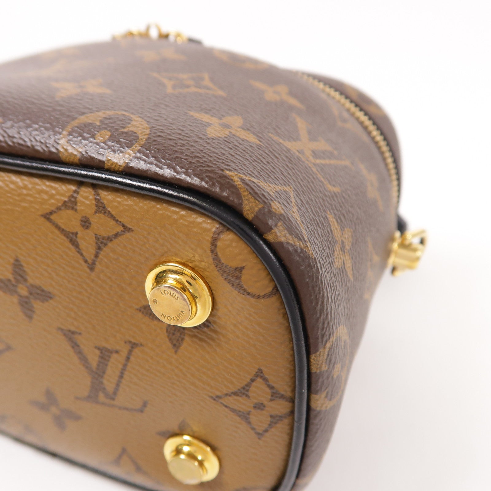 LOUIS VUITTON Monogram Reverse Vanity PM金扣手挽肩背兩用袋棕色
