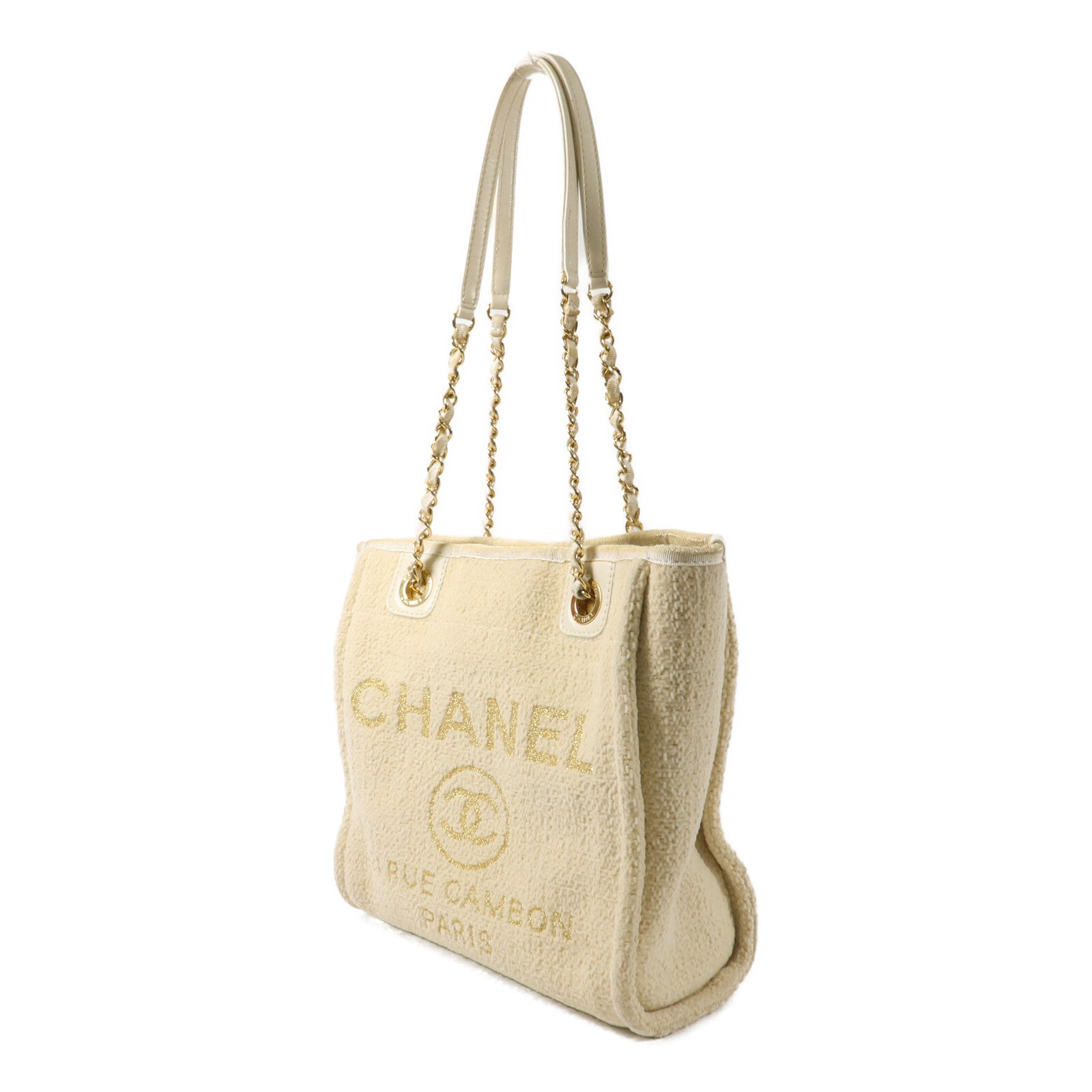CHANEL Lurex Boucle Deauville Tote Mini鏈帶手挽袋