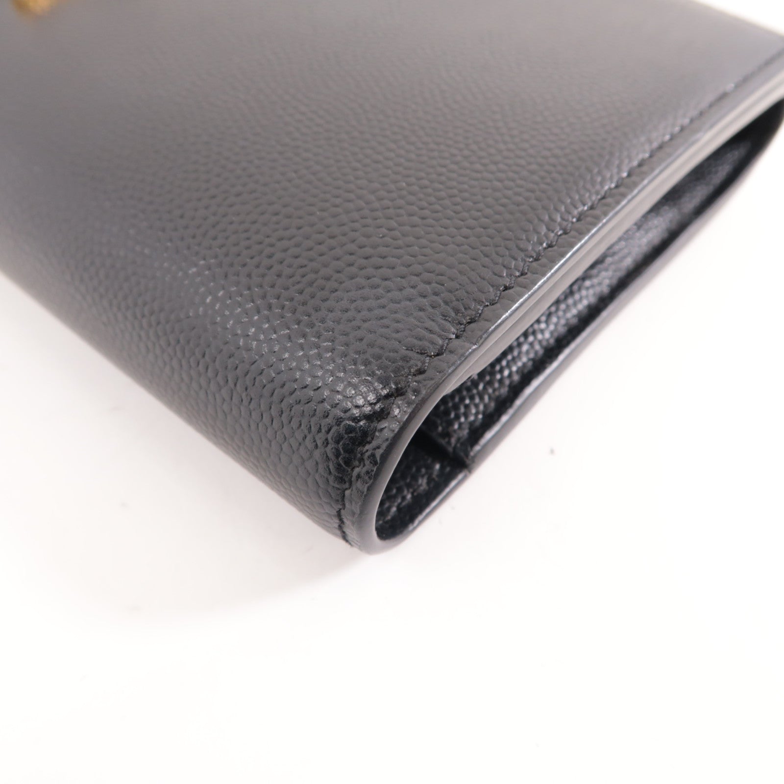 SAINT LAURENT 牛皮皮革Long Wallet金扣長錢包黑色