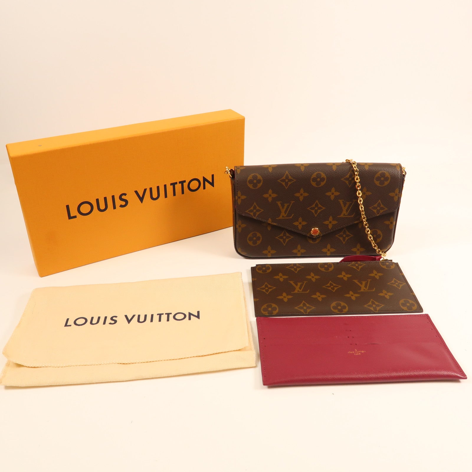LOUIS VUITTON Monogram Pochette Felicie金扣鏈帶肩背袋