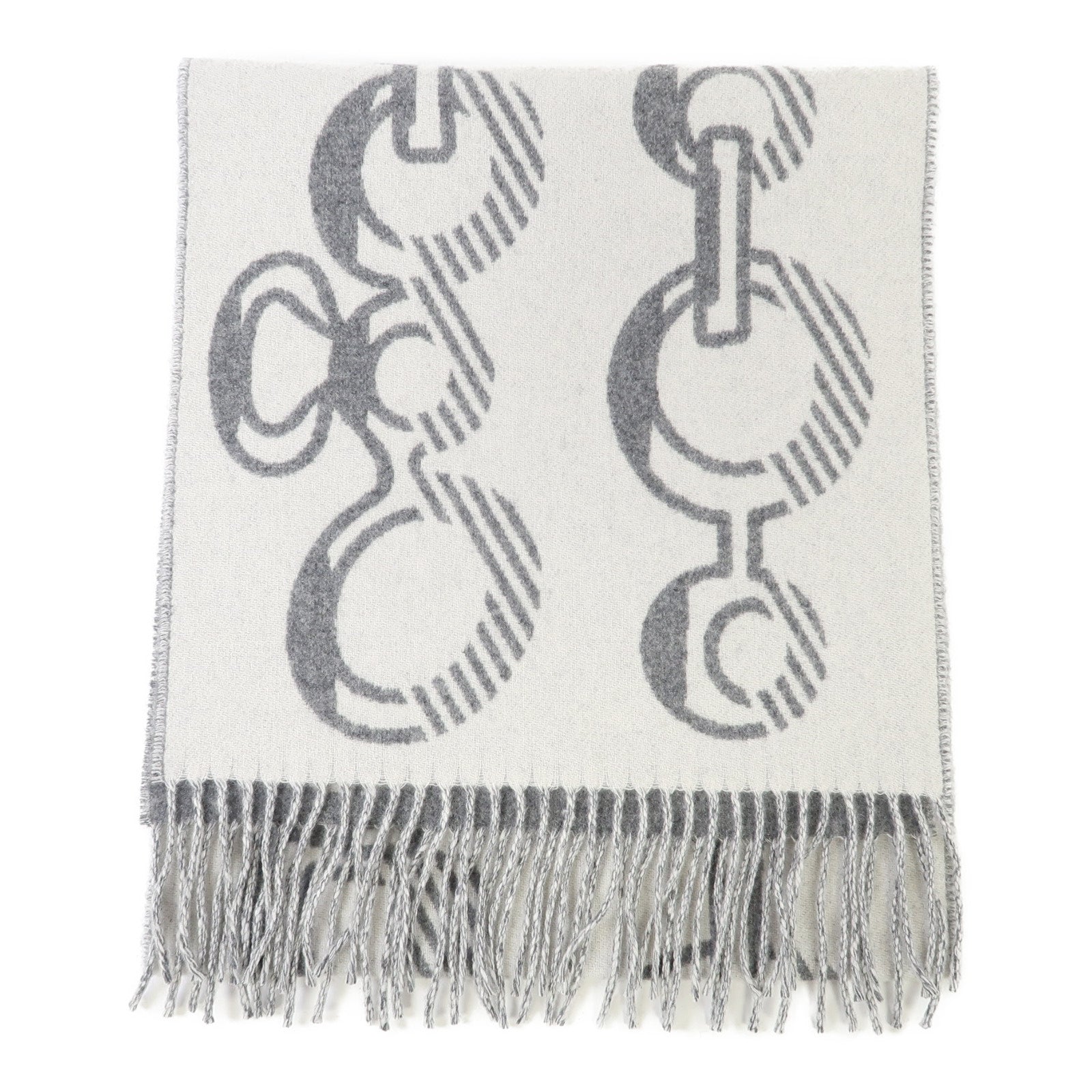 HERMES 羊絨Scarf圍巾白色/灰色