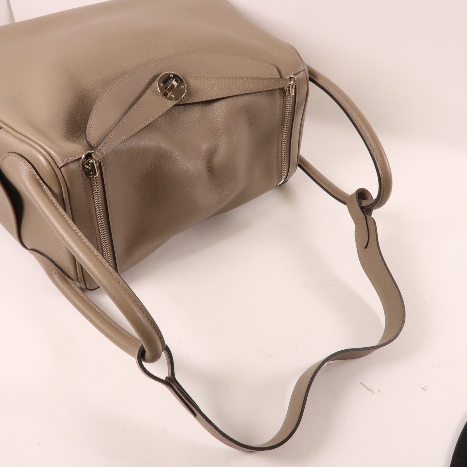 HERMES Evercolour皮革Lindy 30銀扣手挽肩背兩用袋Gris Asphalt M8大象灰