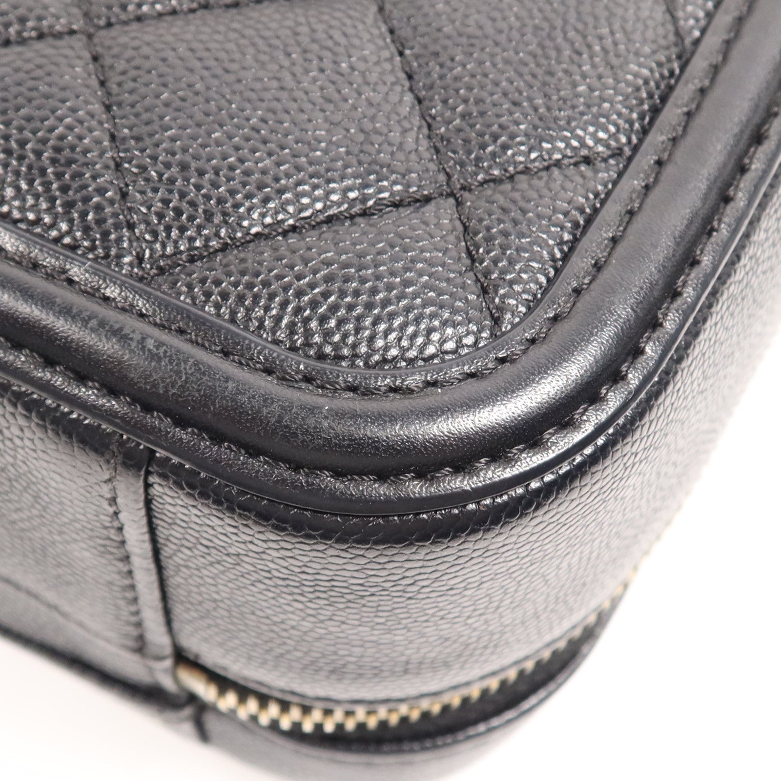 CHANEL 牛皮皮革Filigree Vanity Case金扣鏈帶手挽肩背兩用袋