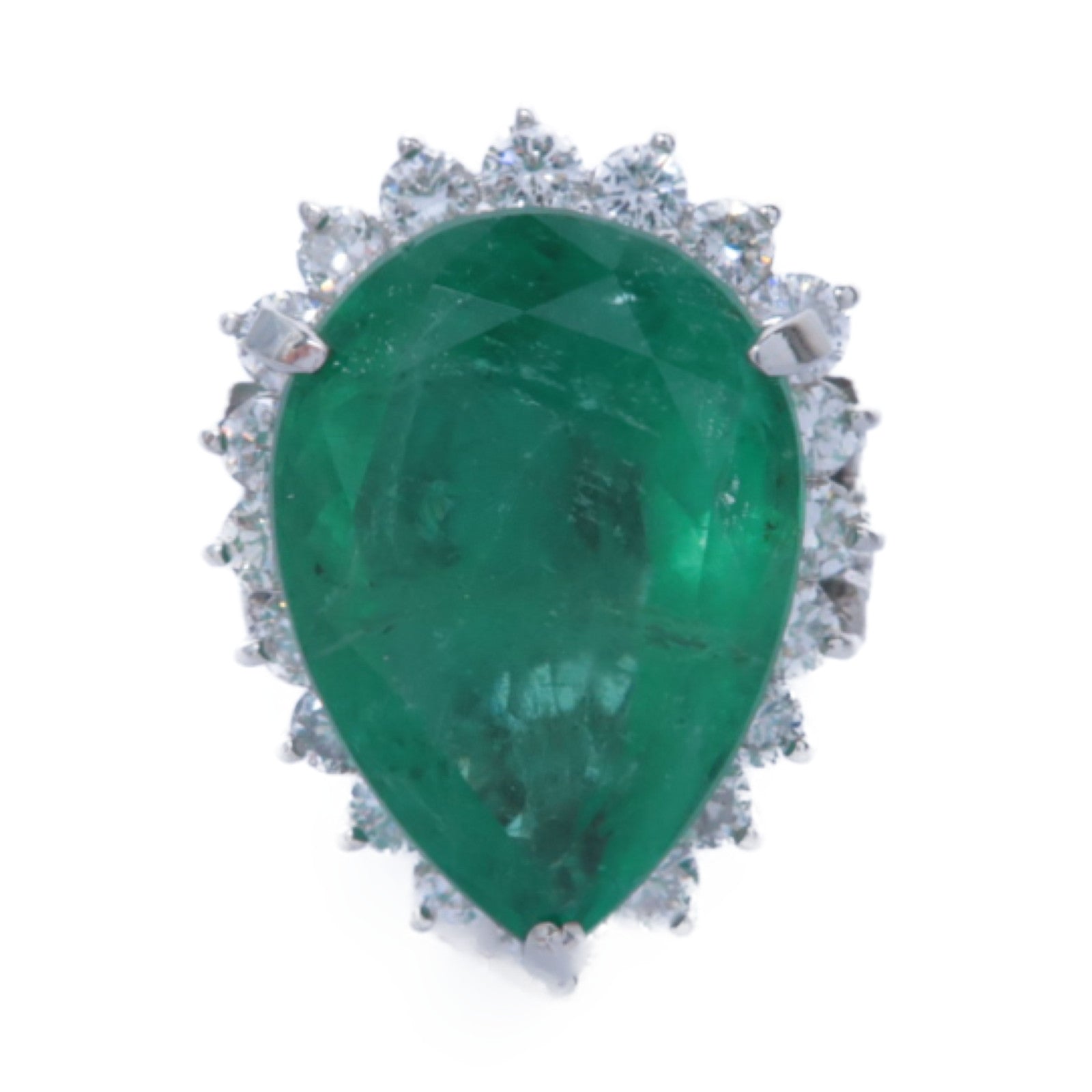 JEWELRY 【激減優惠】PT900鉑金Emerald Ring 23.613ct綠寶石/3.96ct鑽石戒指US#7.25
