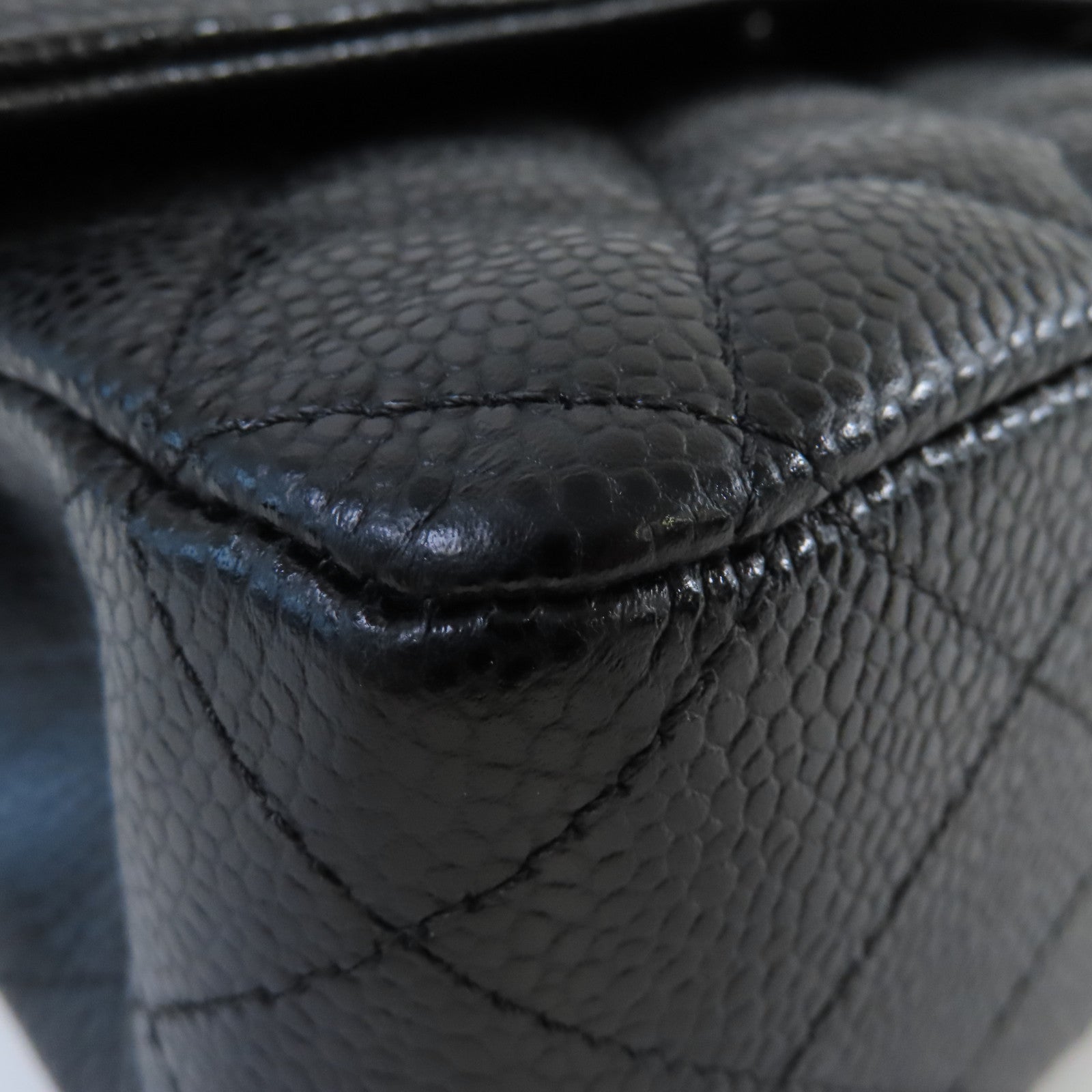 CHANEL 【激減優惠】菱格Caviar皮革Classic Flap 25cm Chain Shoulder Bag銀扣鏈帶肩背袋黑色