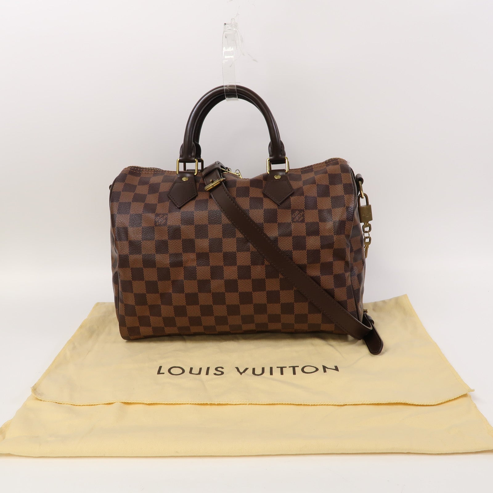 LOUIS VUITTON Damier Ebene Speedy 30金扣手挽肩背兩用袋啡色