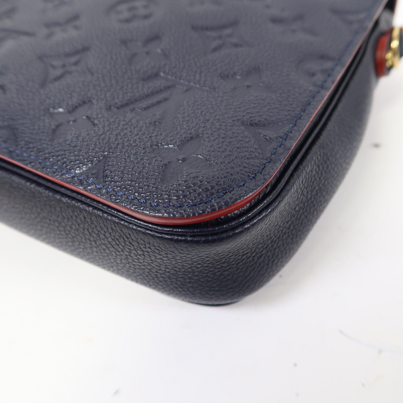 LOUIS VUITTON Monogram Empreinte Metis MM金扣手挽肩背兩用袋深藍色