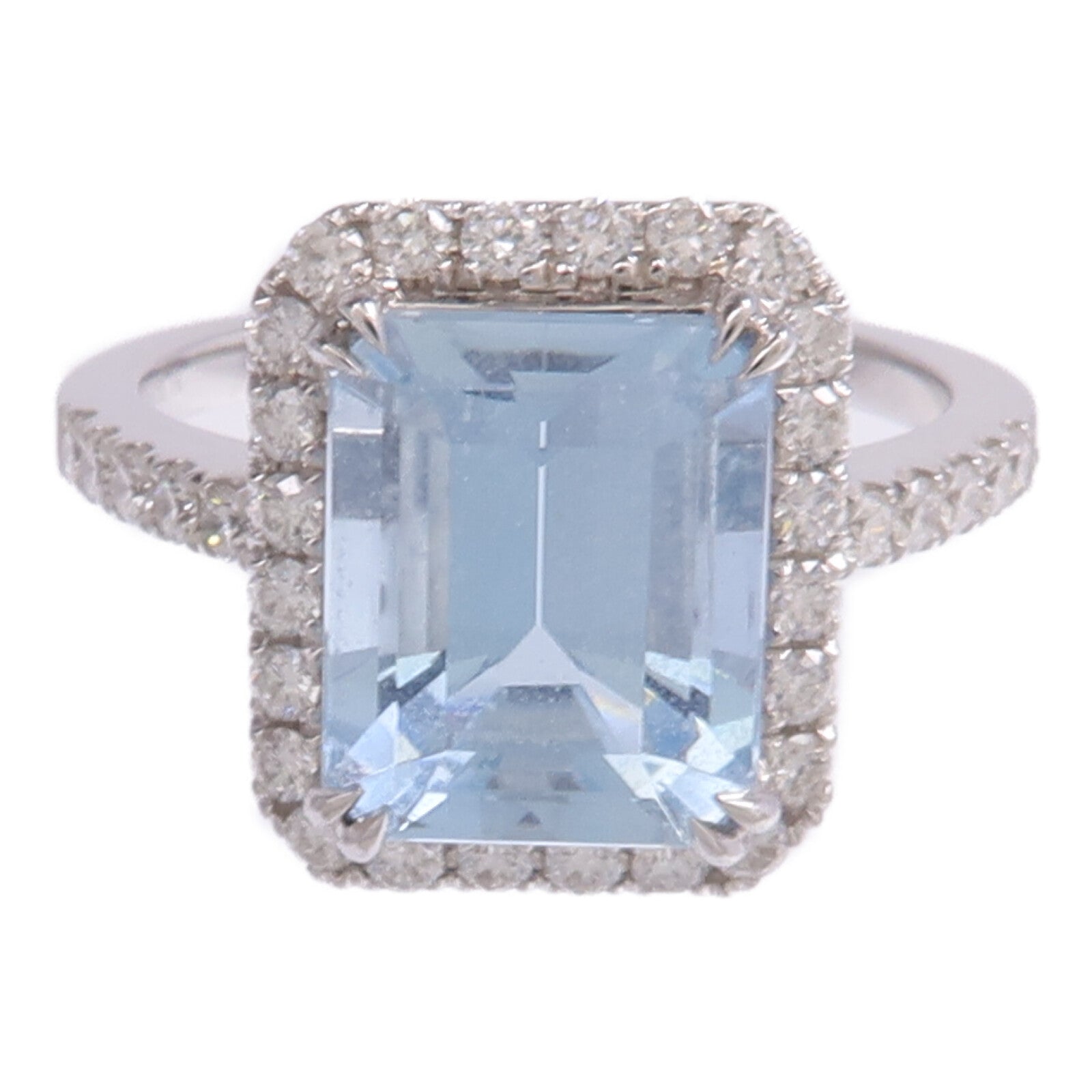 JEWELRY 18K白金Aquamarine Diamond Ring藍晶/鑽石戒指US#6