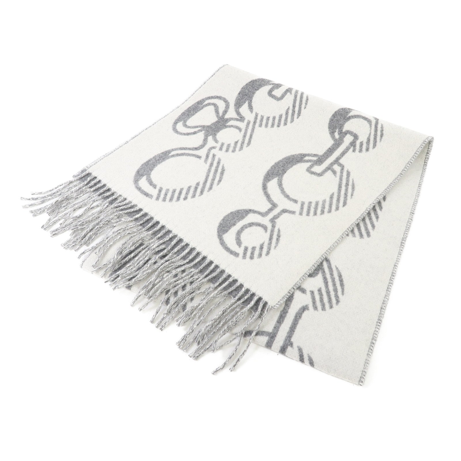 HERMES 羊絨Scarf圍巾白色/灰色