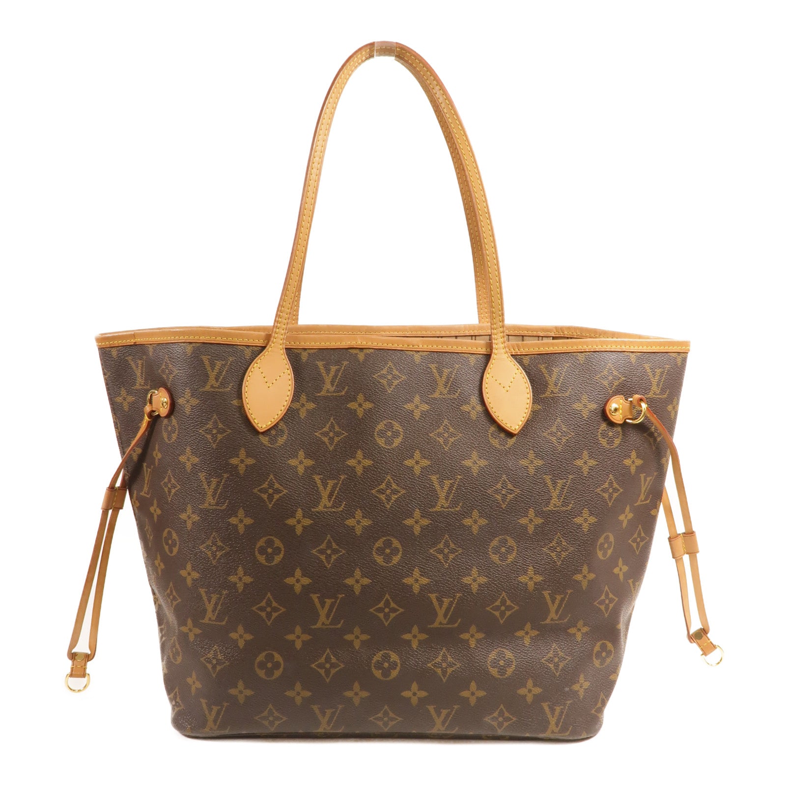 LOUIS VUITTON Monogram Neverfull MM金扣手挽袋