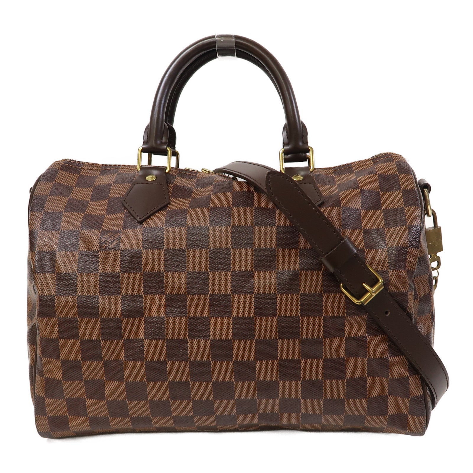 LOUIS VUITTON Damier Ebene Speedy 30金扣手挽肩背兩用袋啡色