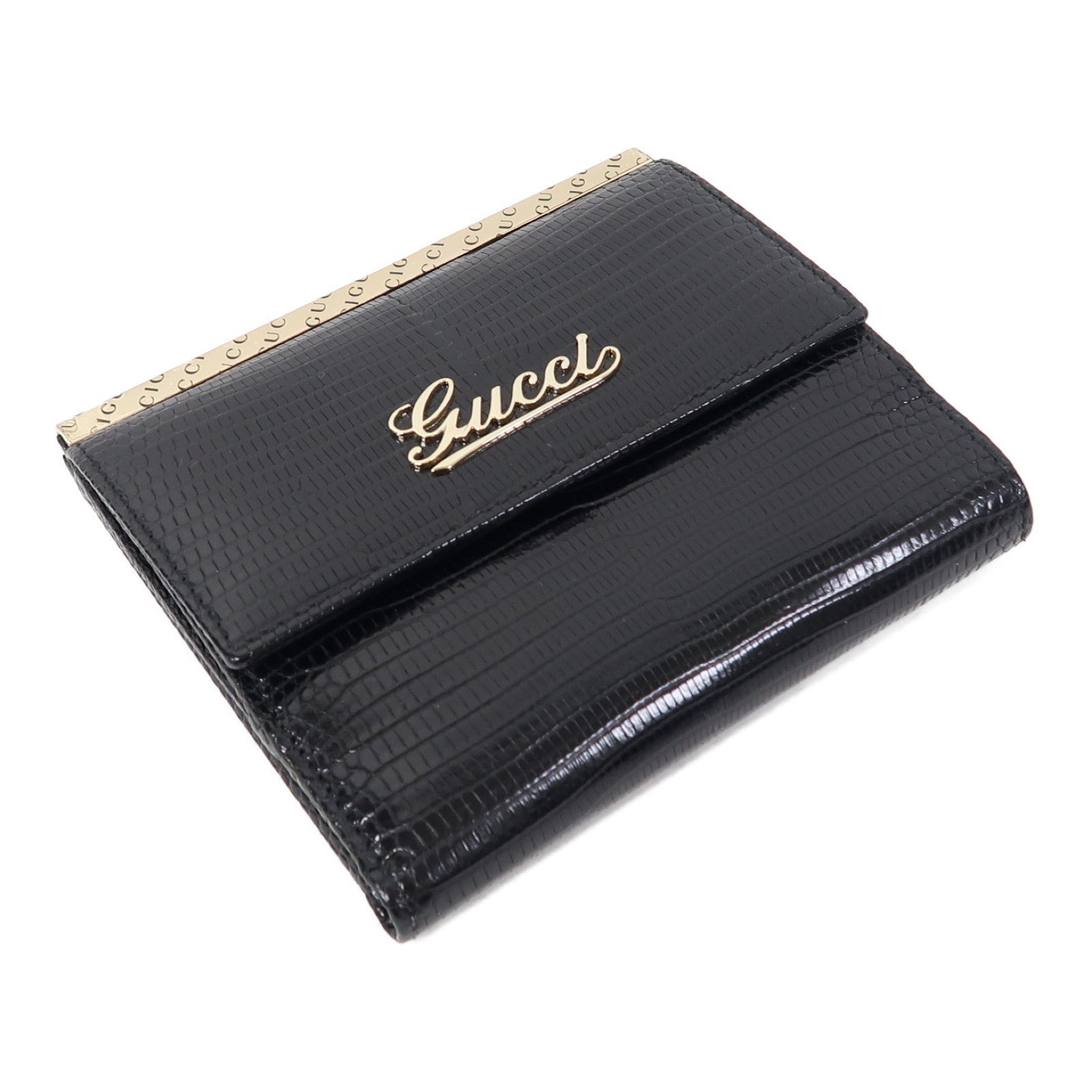 GUCCI 牛皮皮革Wallet金扣錢包黑色