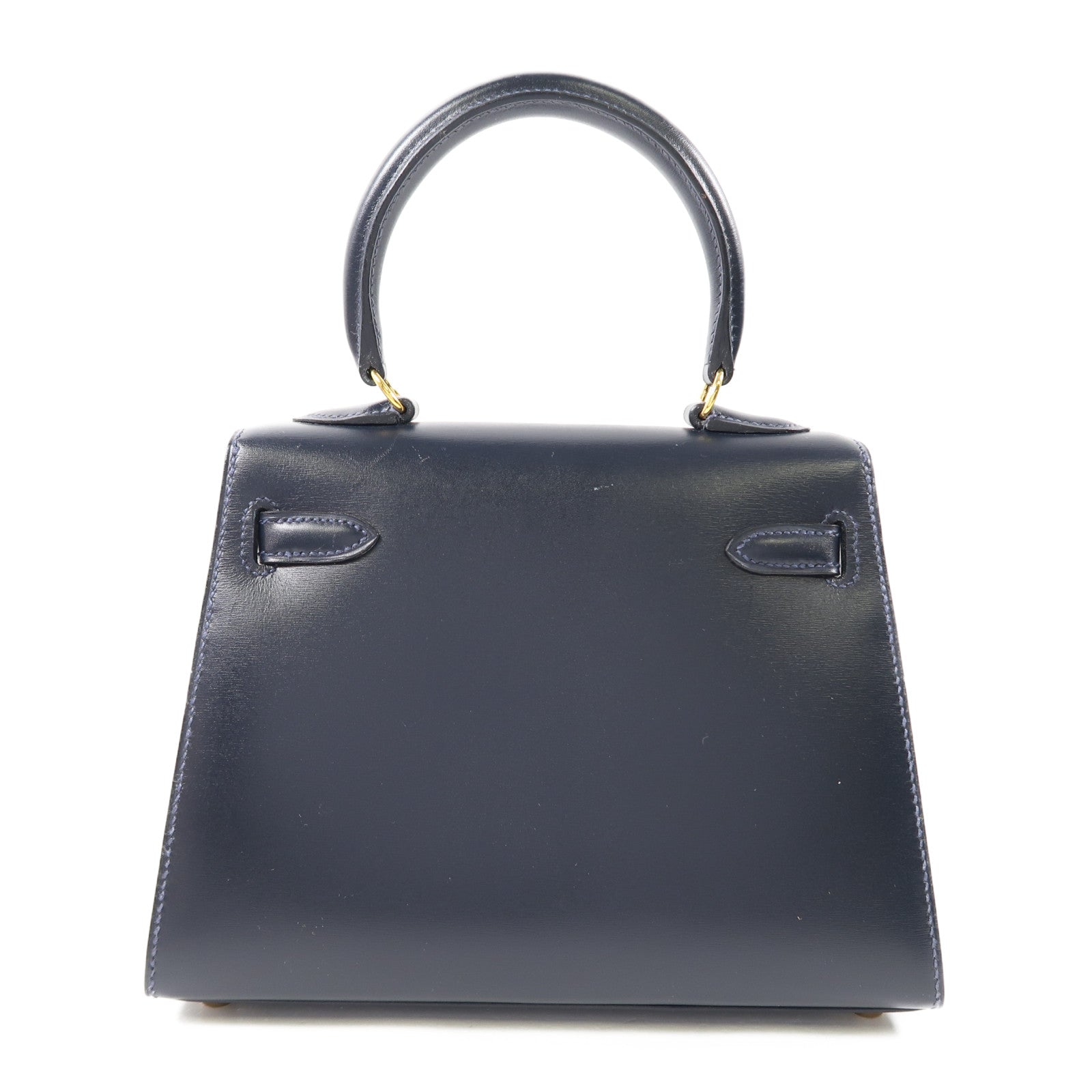 HERMES 【激減優惠】Box Calf皮革Mini Kelly金扣手挽肩背兩用袋Bleu Indigo/深藍色