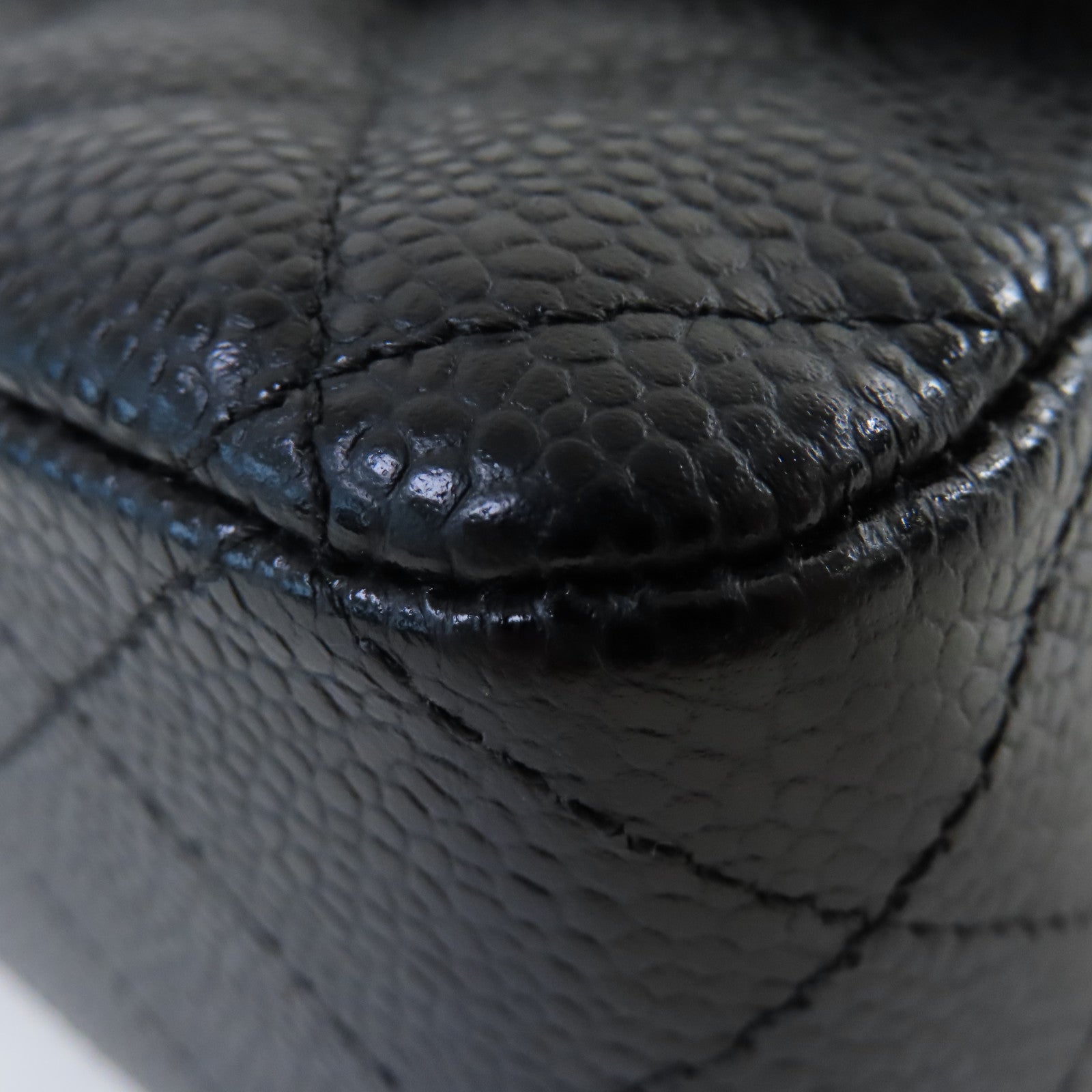 CHANEL 【激減優惠】菱格Caviar皮革Classic Flap 25cm Chain Shoulder Bag銀扣鏈帶肩背袋黑色