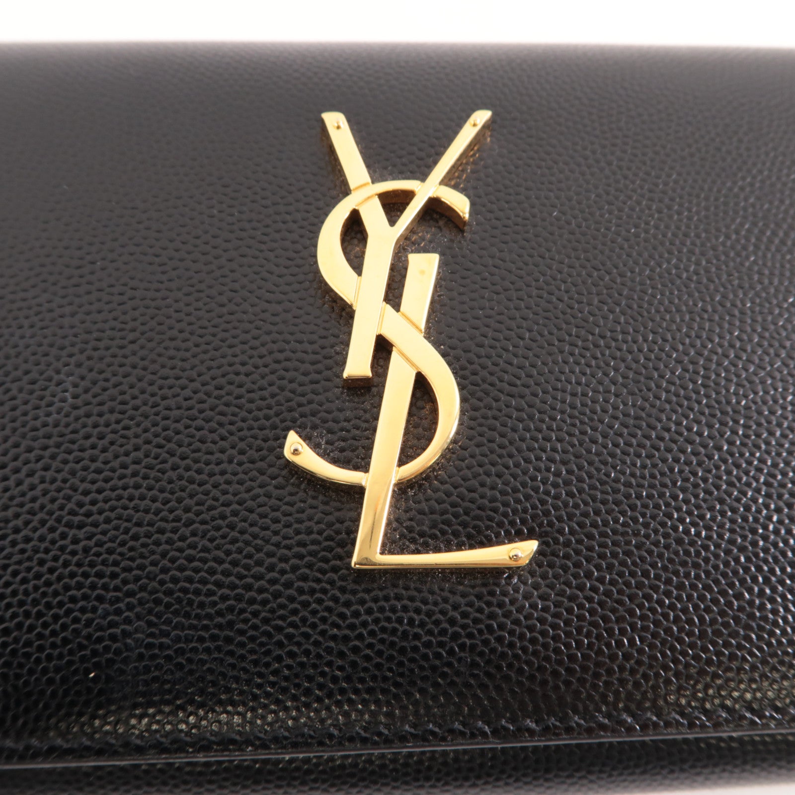 SAINT LAURENT 牛皮皮革Long Wallet金扣長錢包黑色